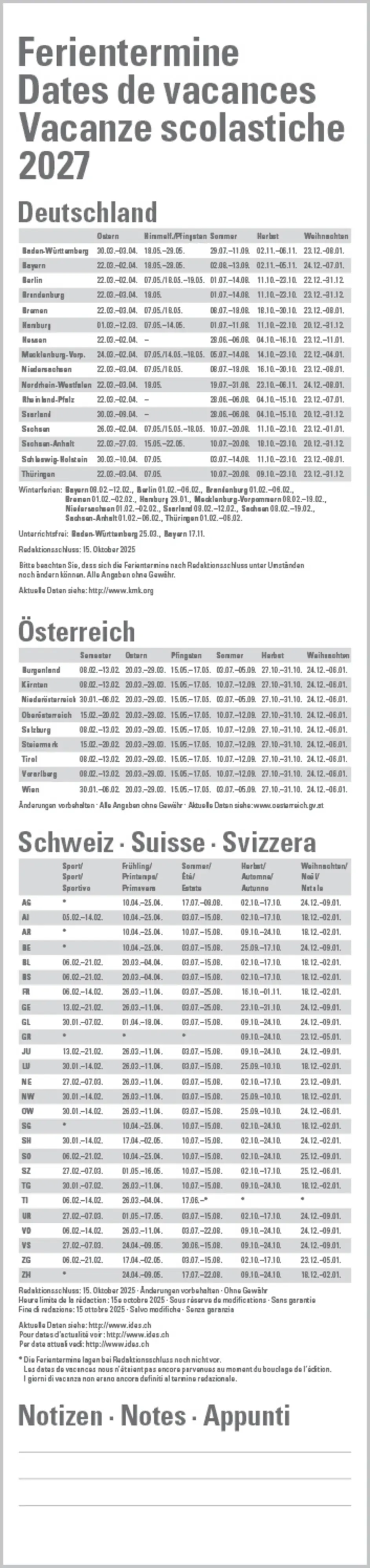 Korsch Kalender Streifenplaner Compact 2027 dunkelgrün 