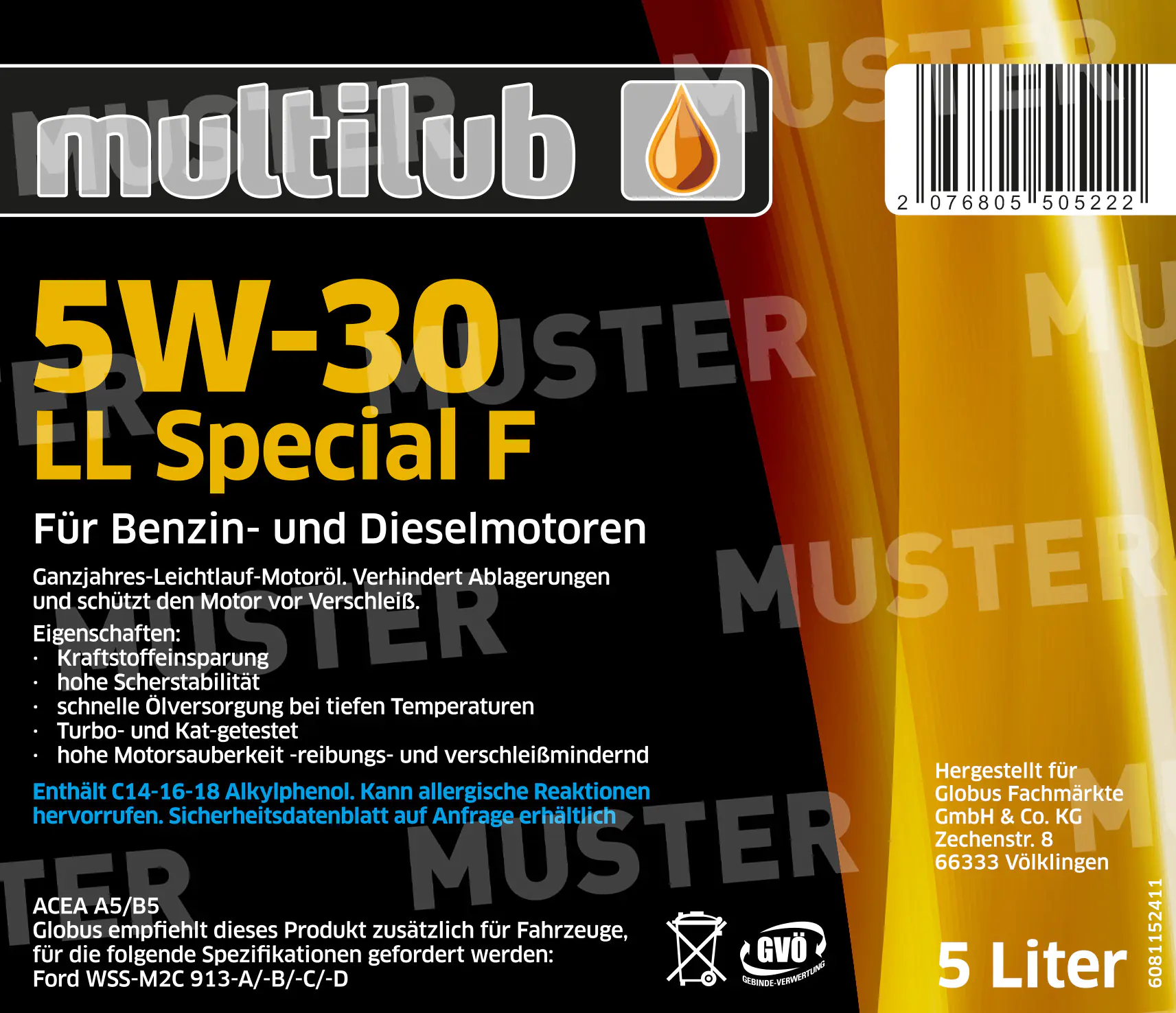 Multilub Motoröl 5W-30LL Special F 5L Multilub Motoröl 5W-30LL Special F 5L
