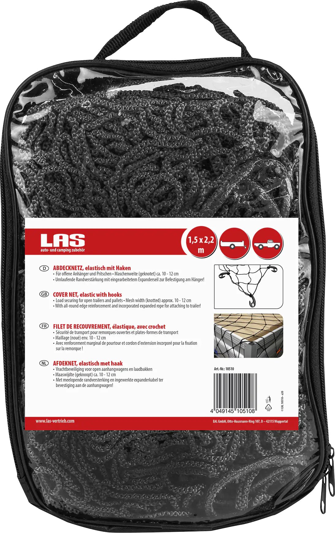 LAS Abdecknetz für Anhänger 150x220cm