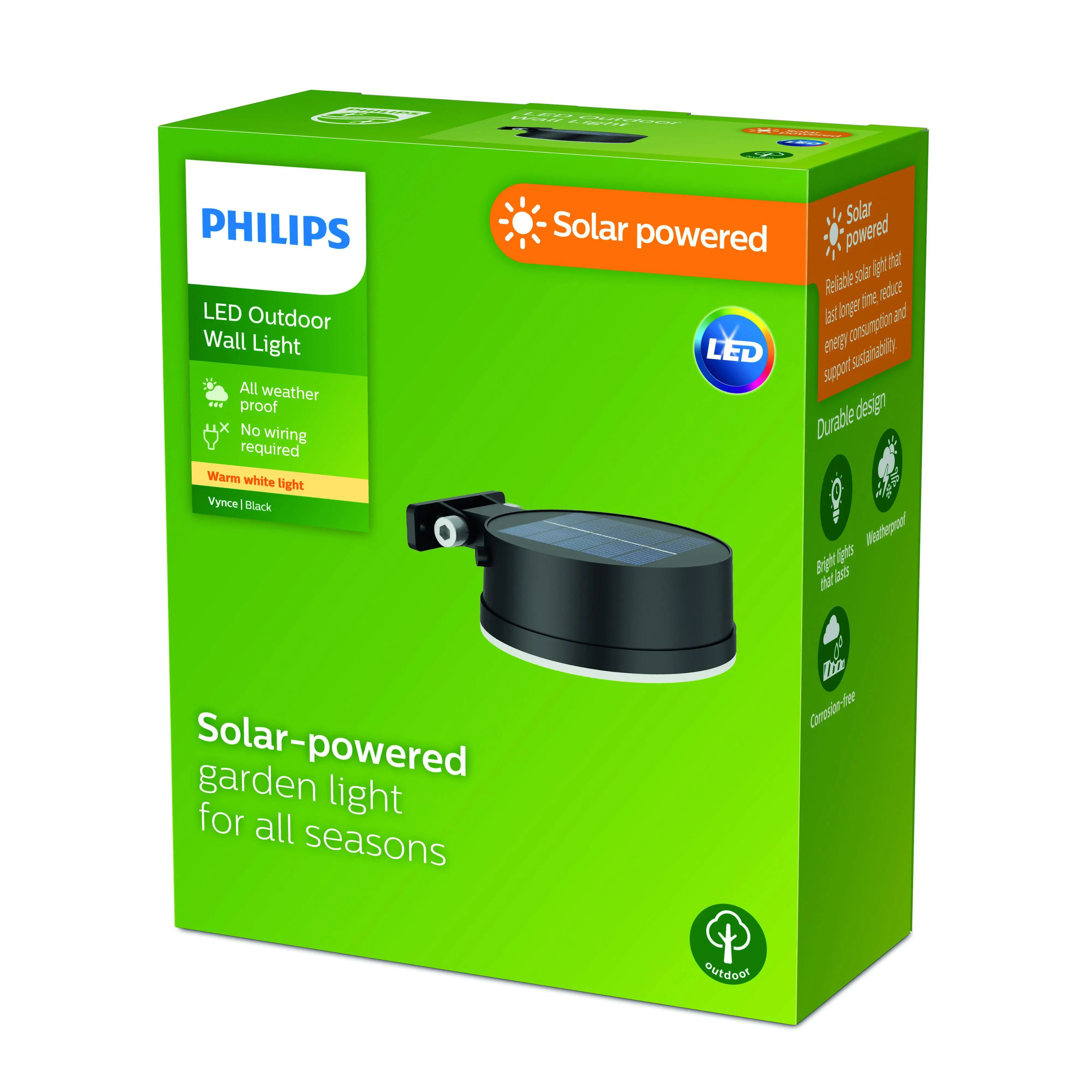 Solar Wandleuchte Vynce rund 14 x 11,7 x 5,4 cm schwarz