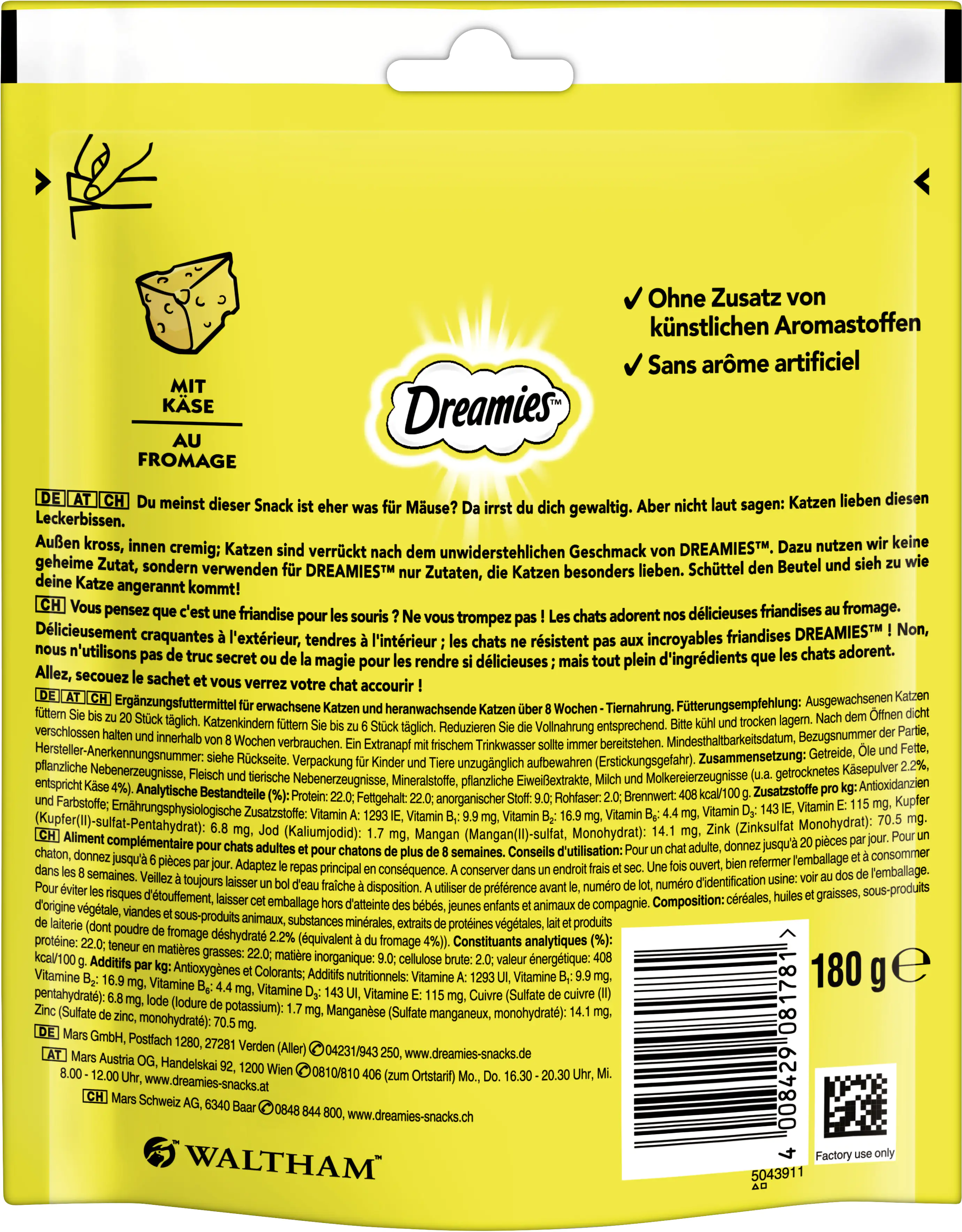 DREAMIES Katzensnack mit Käse 180 g Mega Pack