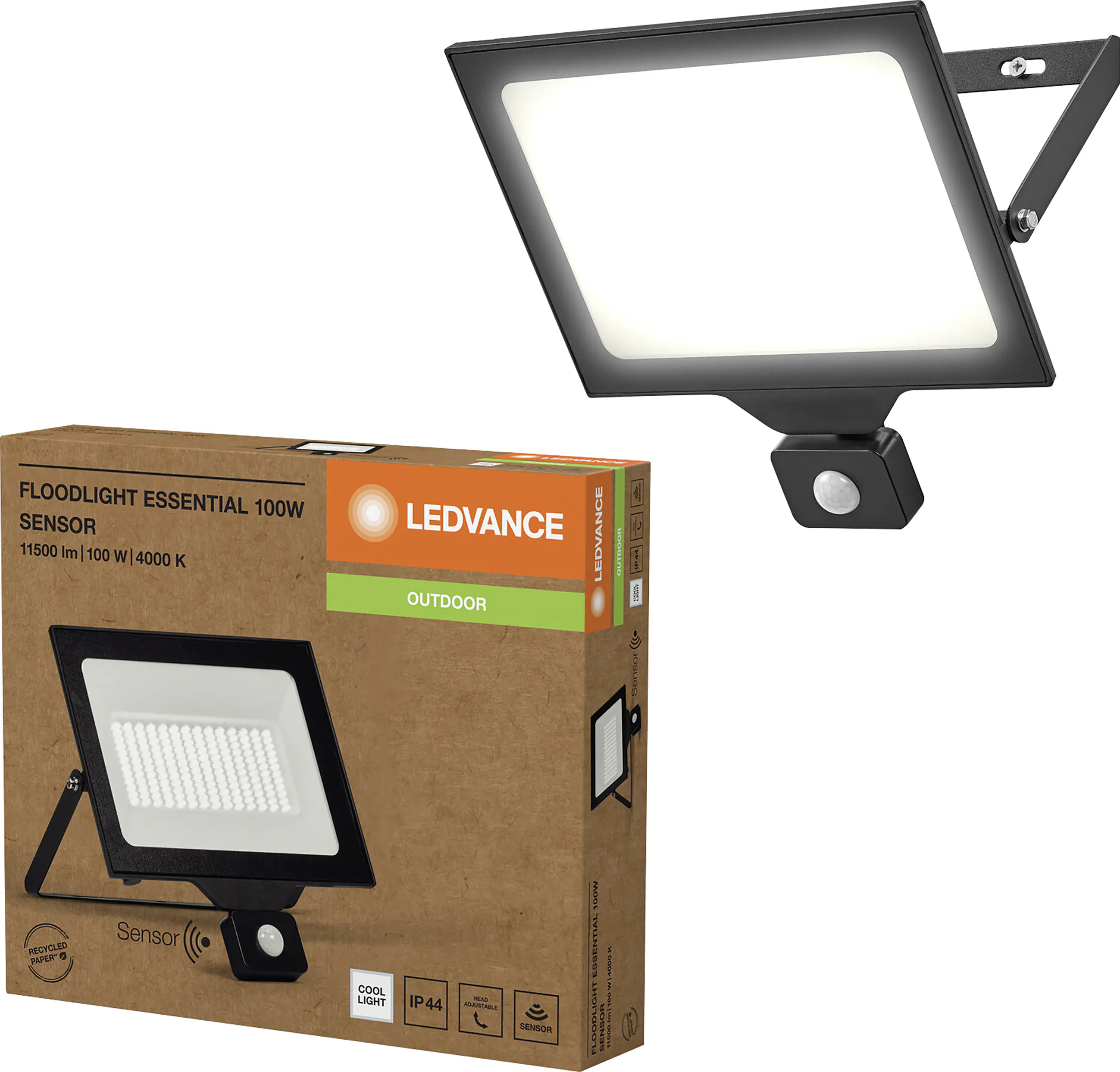 Ledvance LED Außen-Strahler FLOOD Essentials mit Sensor 100 W