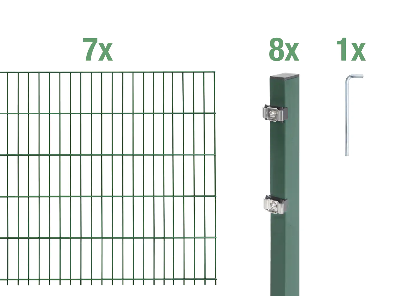 Alberts Doppelstabmatten-Grundset 14 m 200 x 160 cm 6/5/6 grün