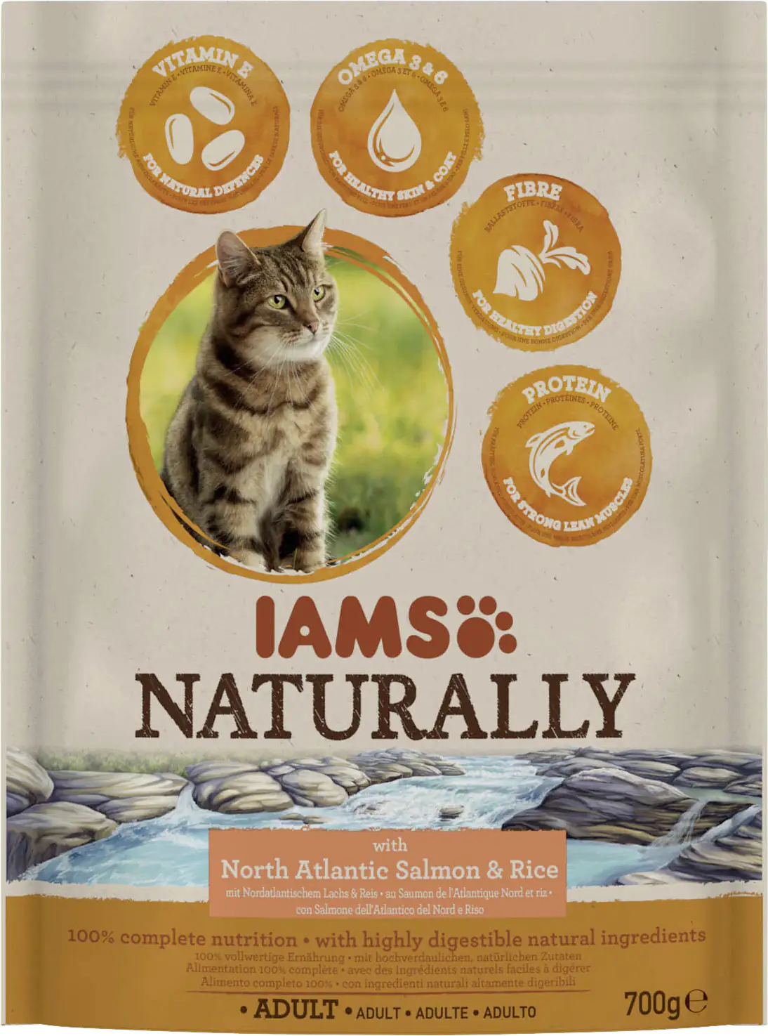 Iams Naturally Katzentrockenfutter Lachs 700 g