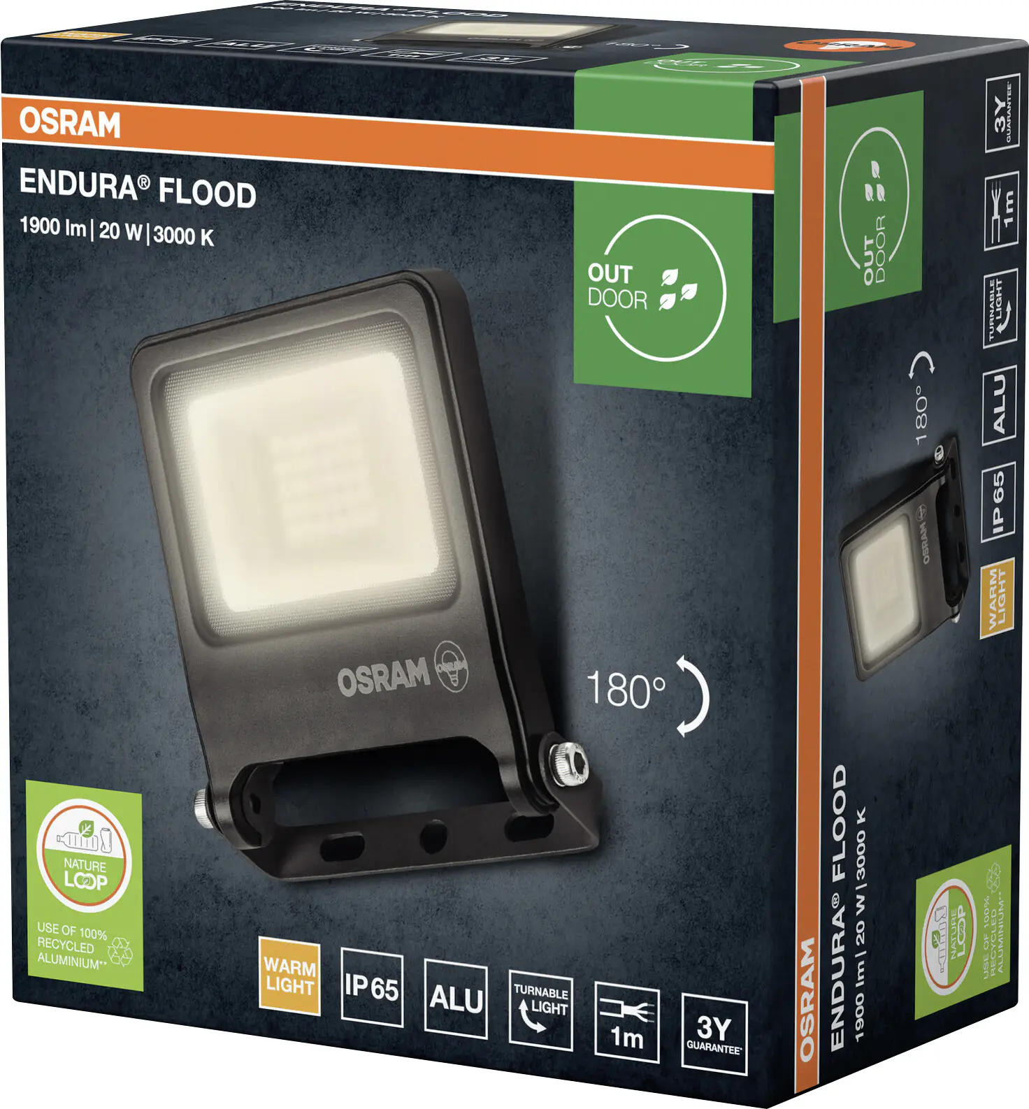 Osram Außenleuchte ENDURA Flood 20W PCR dunkelgrau warmweiß