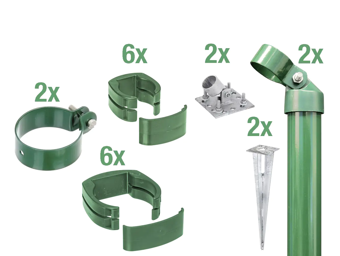 Alberts Zaunanschluss-Set zweiseitige Verbindung Ø 6 cm 153 cm grün 2 Stk