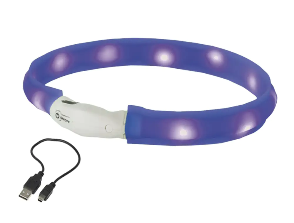 Nobby LED Leuchthalsband Visible breit blau für Hunde mit längerem Fell