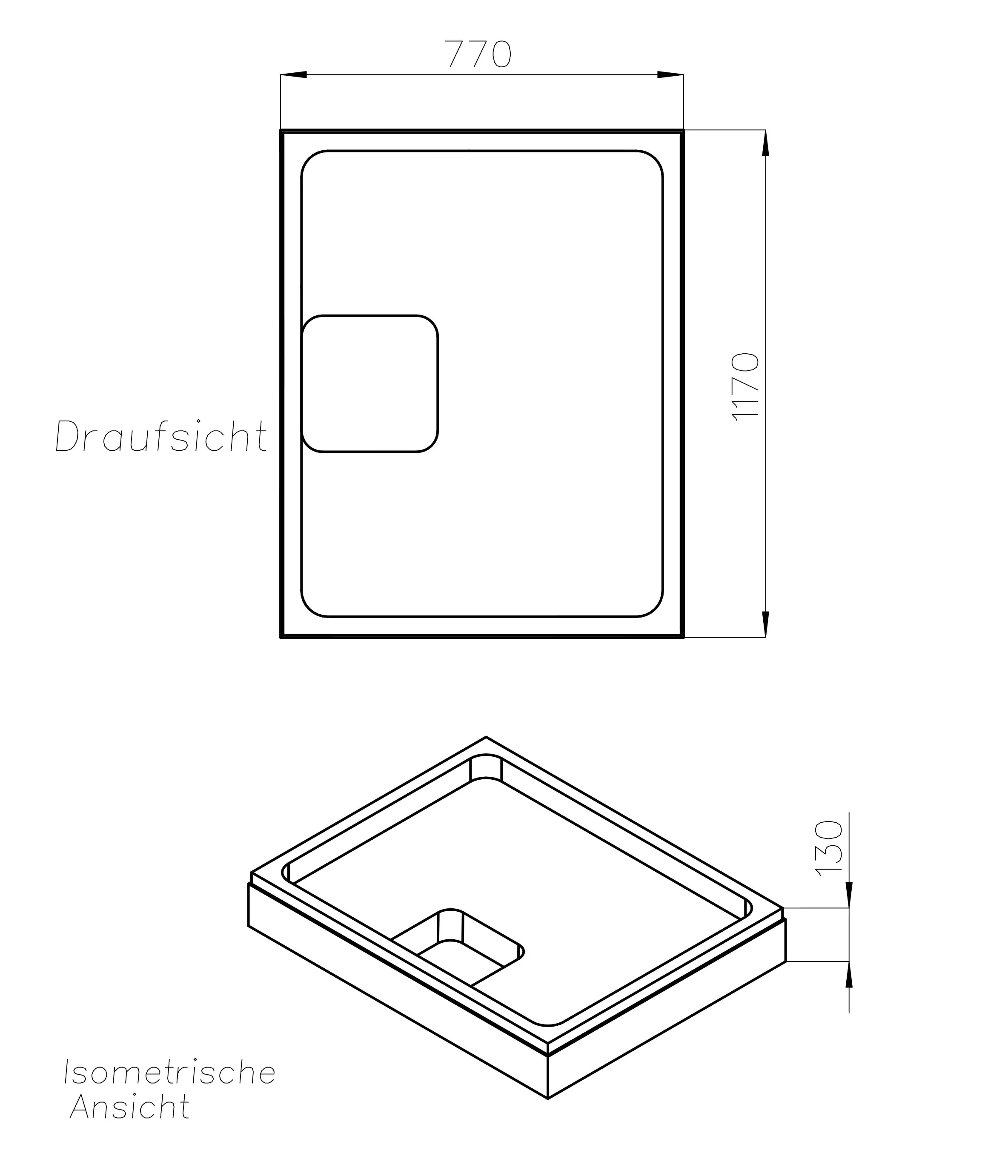 Ottofond Wannenträger Maui R 1170 x 770 mm