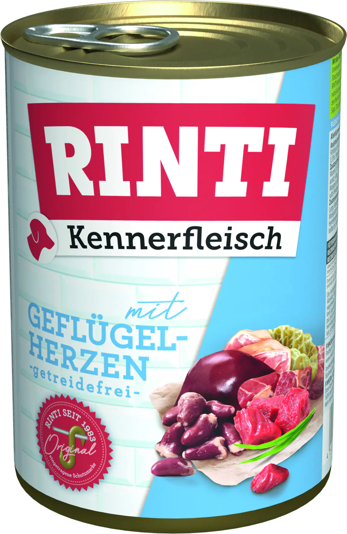 Rinti Kennerfleisch Hundenassfutter Adult 400 g Geflügelherzen bei Kartonabnahme Rinti Kennerfleisch Hundenassfutter Adult 400 g Geflügelherzen bei Kartonabnahme