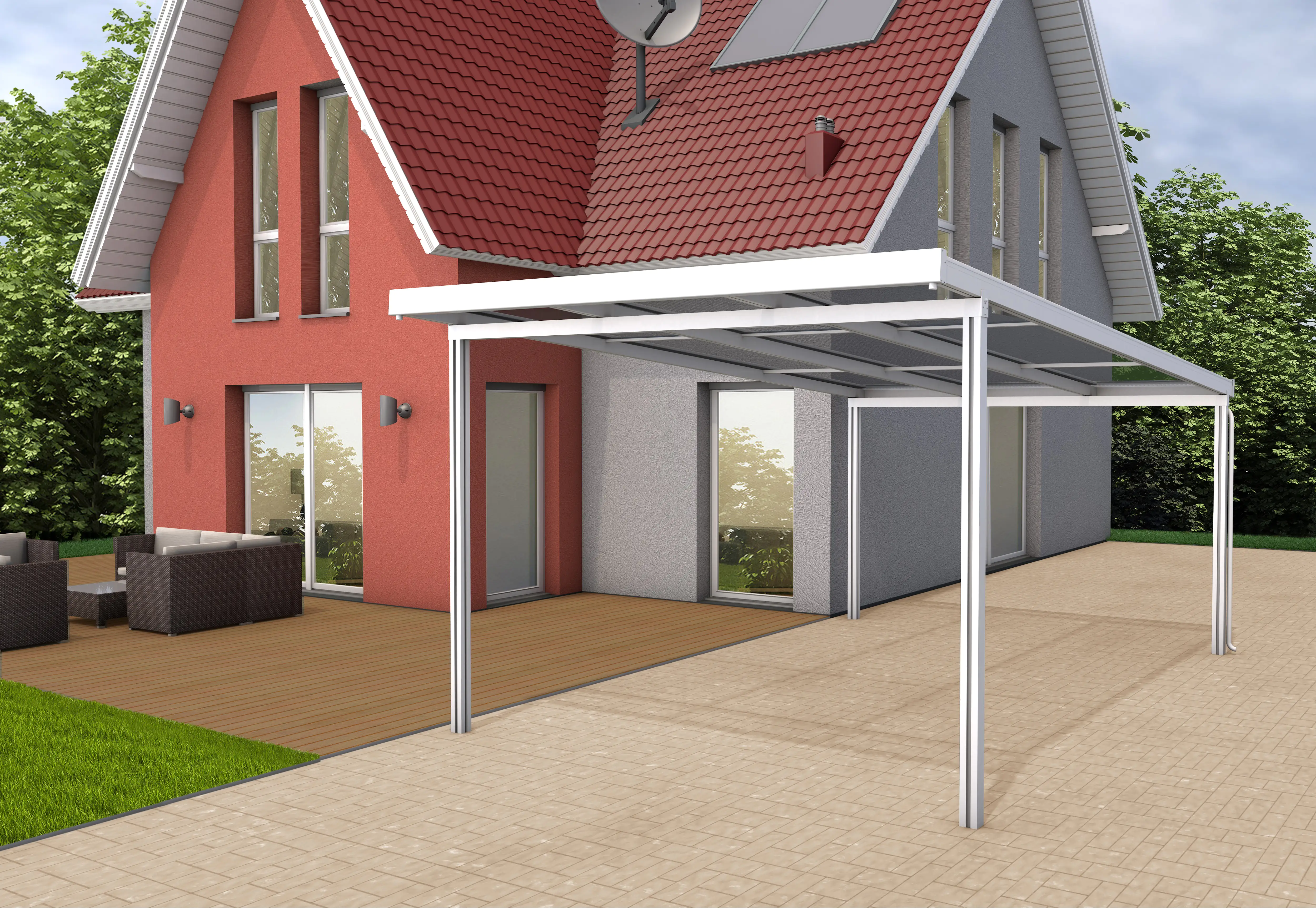 Gutta Premium Carport 309,4 x 562 cm, weiß, Acryl klar 16 mm