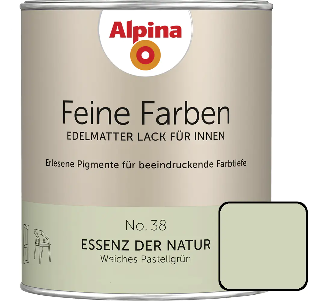 Alpina Feine Farben Lack No. 38 Essenz der Natur  pastellgrün edelmatt 750 ml Alpina Feine Farben Lack No. 38 Essenz der Natur  pastellgrün edelmatt 750 ml
