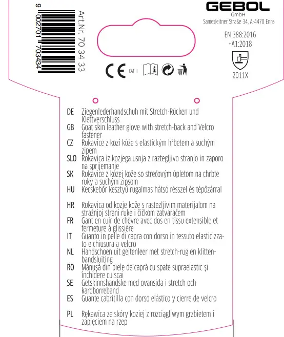 Gebol Handschuh Uni Fit Comfort  