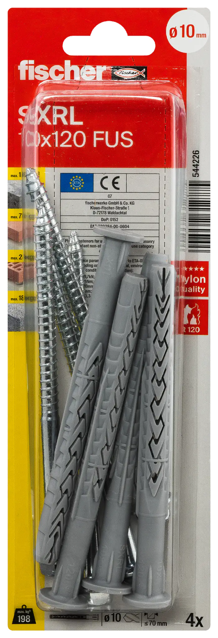 Fischer Langschaftdübel SXRL 10.0 x 120 mm - 4 Stück Fischer Langschaftdübel SXRL 10.0 x 120 mm - 4 Stück