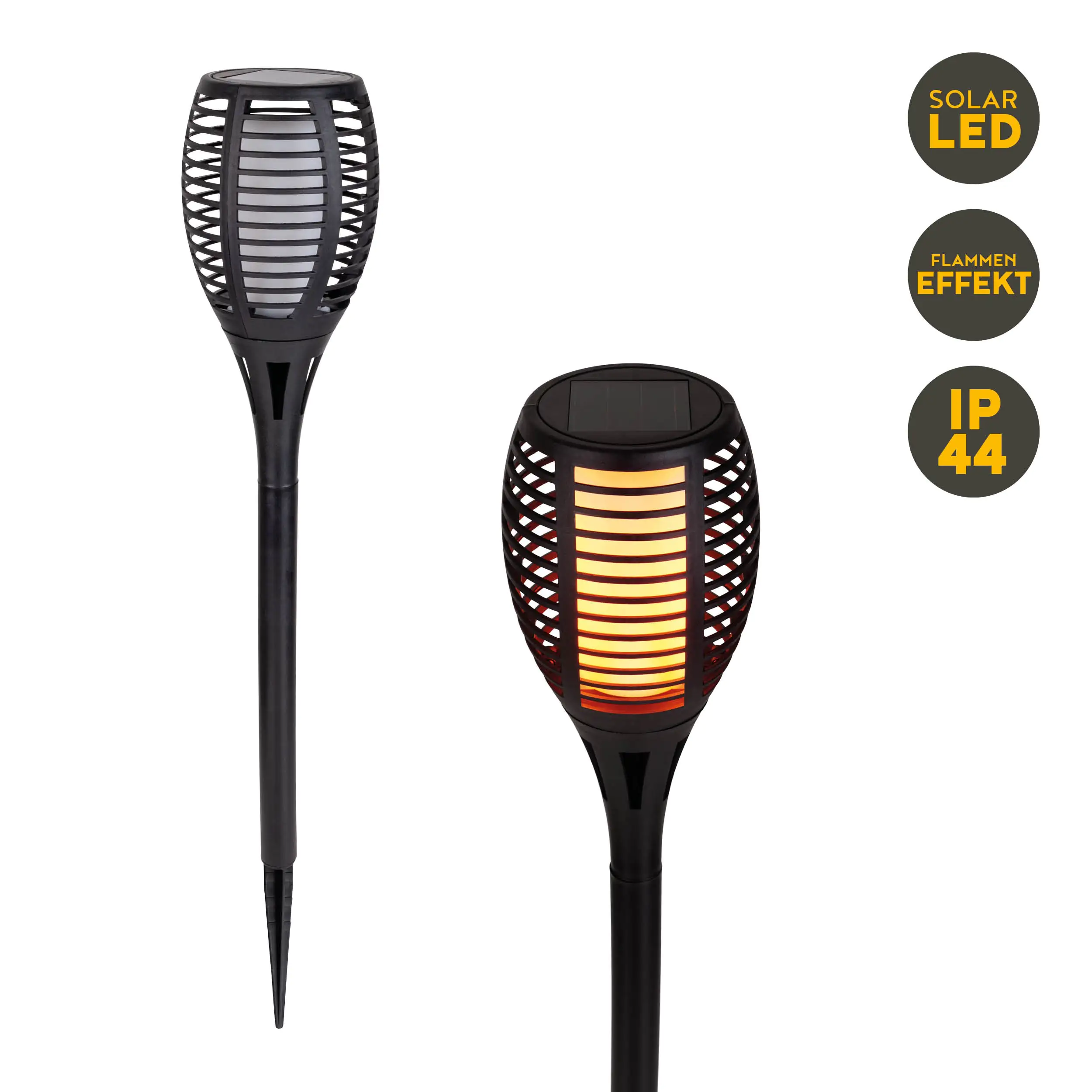 Light & More LED Solarleuchte Fackel schwarz