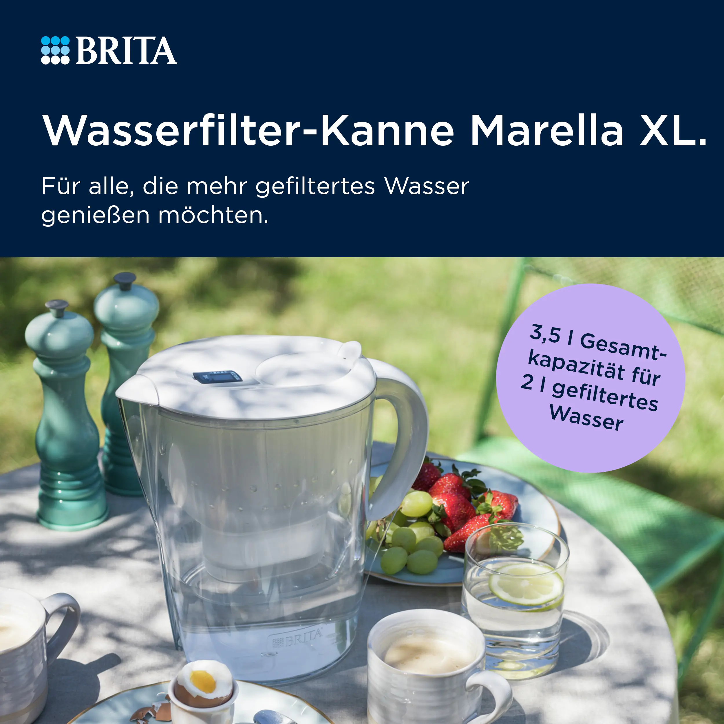 Brita Wasserfilter-Kanne Marella XXL blau 3,5 l Füllmenge