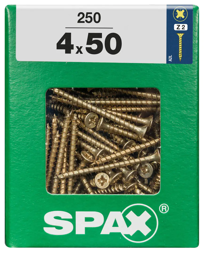 Spax Universalschrauben 4.0 x 50 mm PZ 2 - 250 Stk. Spax Universalschrauben 4.0 x 50 mm PZ 2 - 250 Stk.