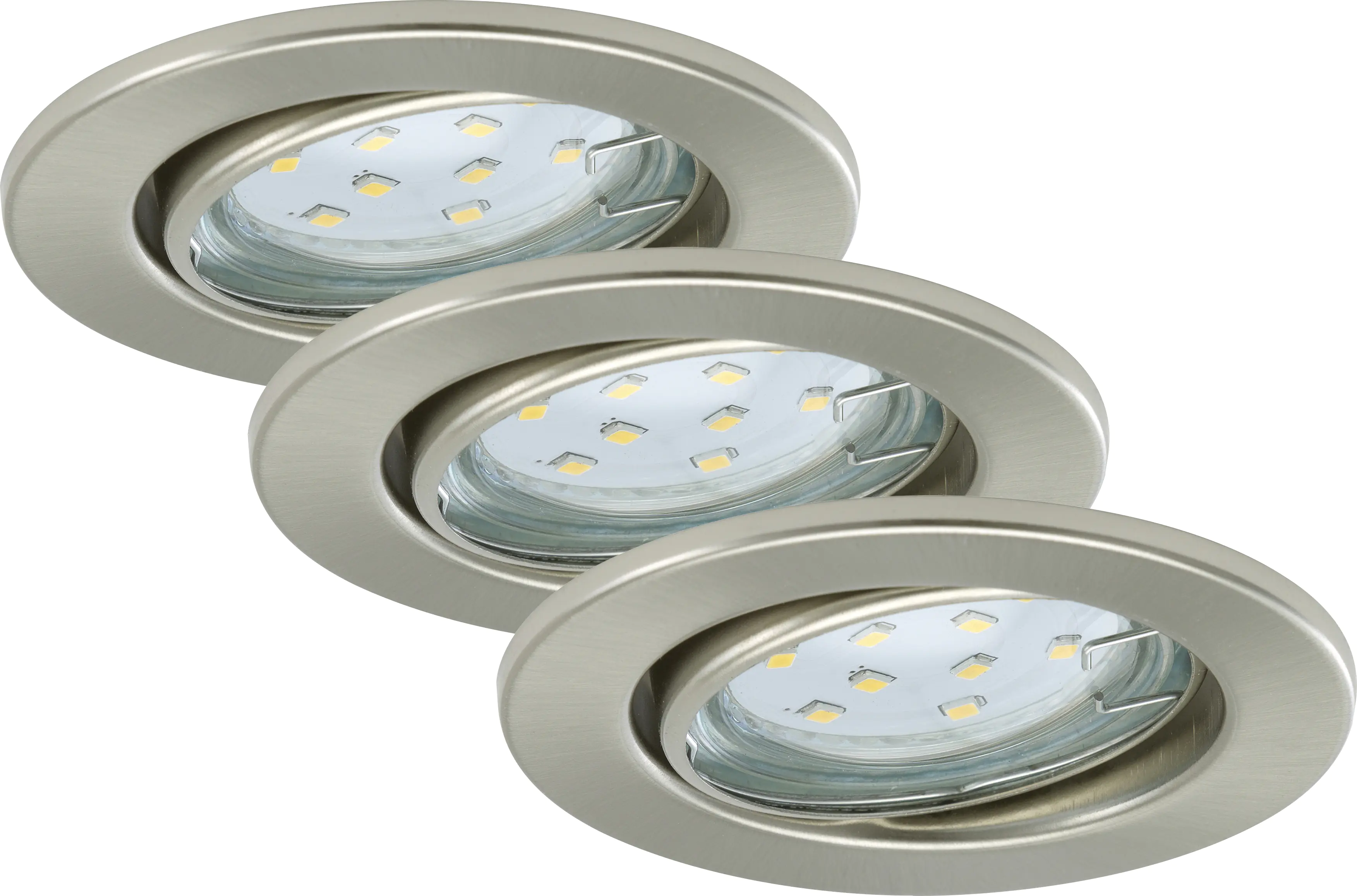 Briloner LED-Einbauleuchten GU10 Set 3 flg 3 x 3W, 250lm nickel-matt