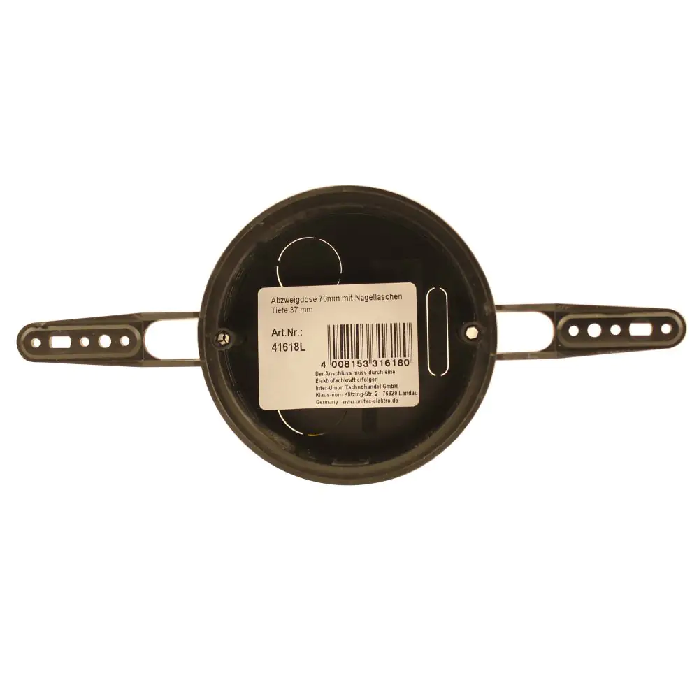 UP-Abzweigdose mit Nagellaschen 37mm schwarz