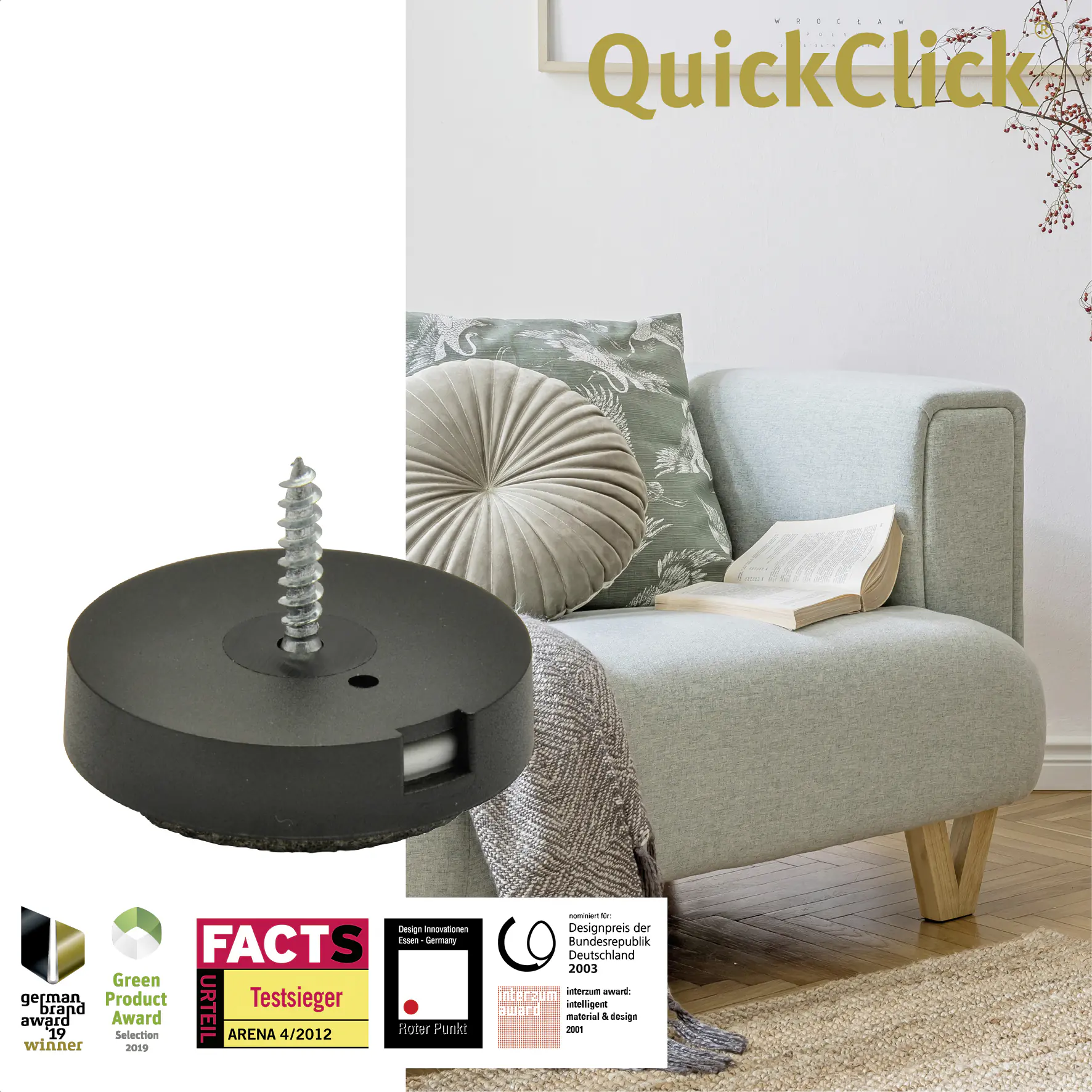 Wagner Möbelgleiter zum Anschrauben Ultrasoft 2in1 schwarz grau Ø 30 mm - 4 Stück 