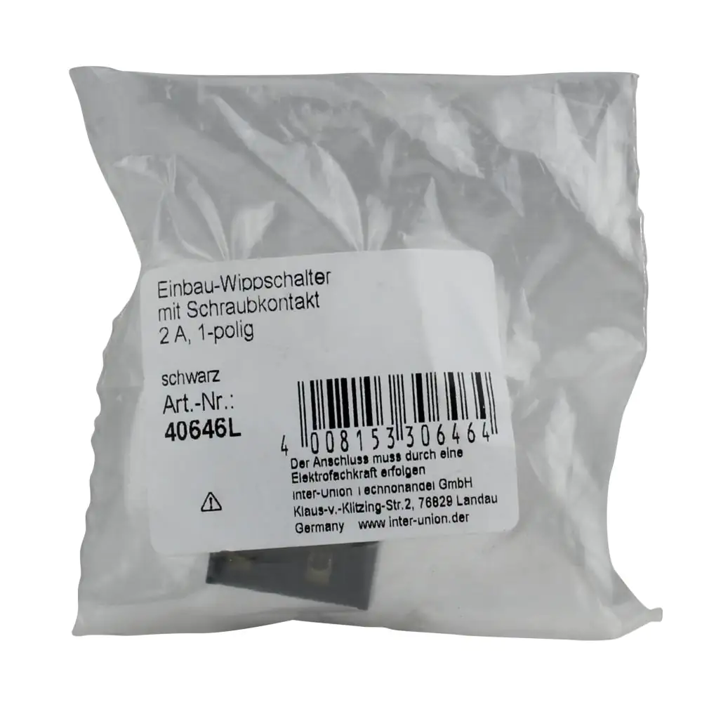Einbau-Wippschalter 1p 250V 2A schwarz Einbau-Wippschalter 1p 250V 2A schwarz