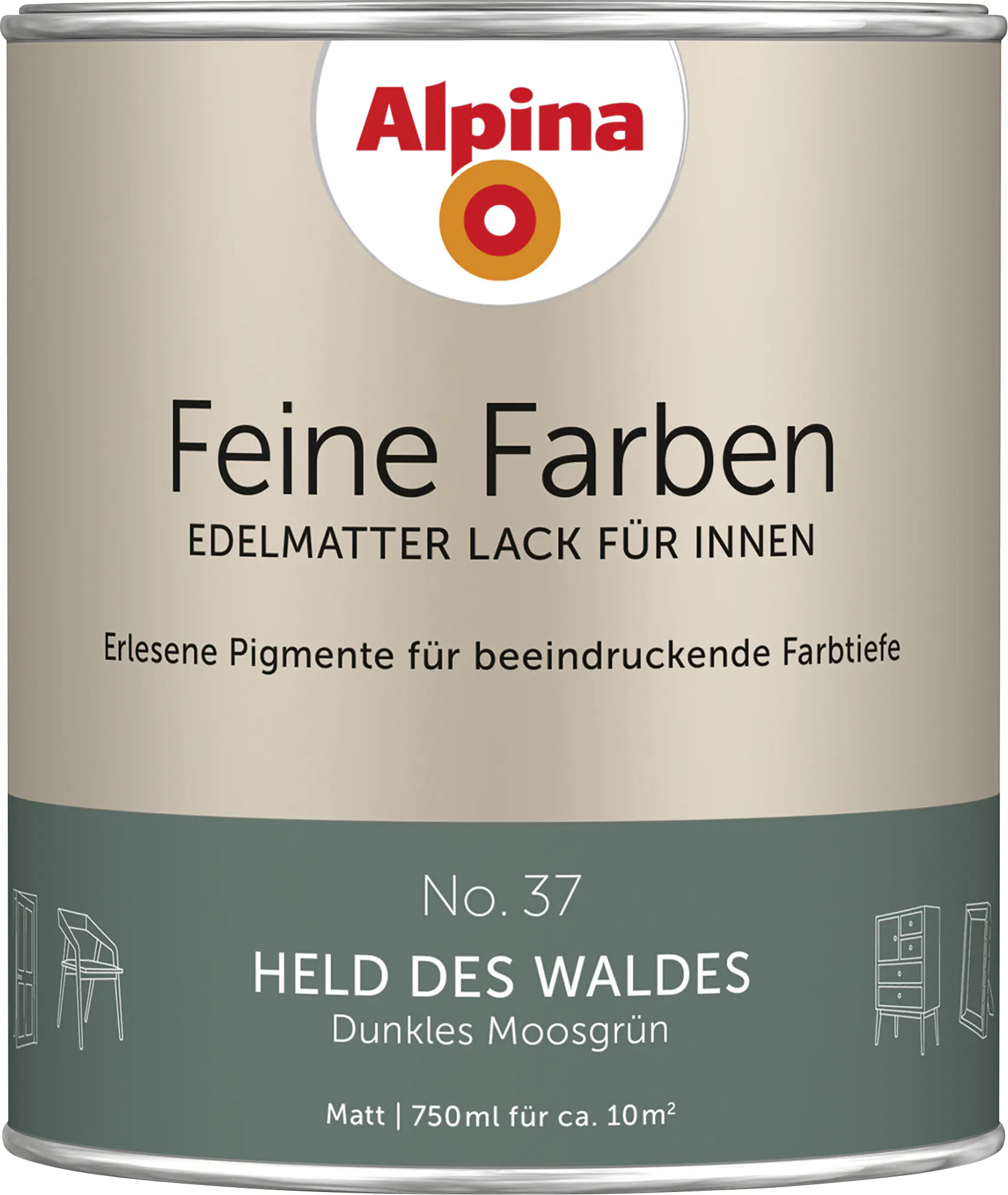 Alpina Feine Farben Lack No. 37 Held des Waldes - moosgrün 750 ml