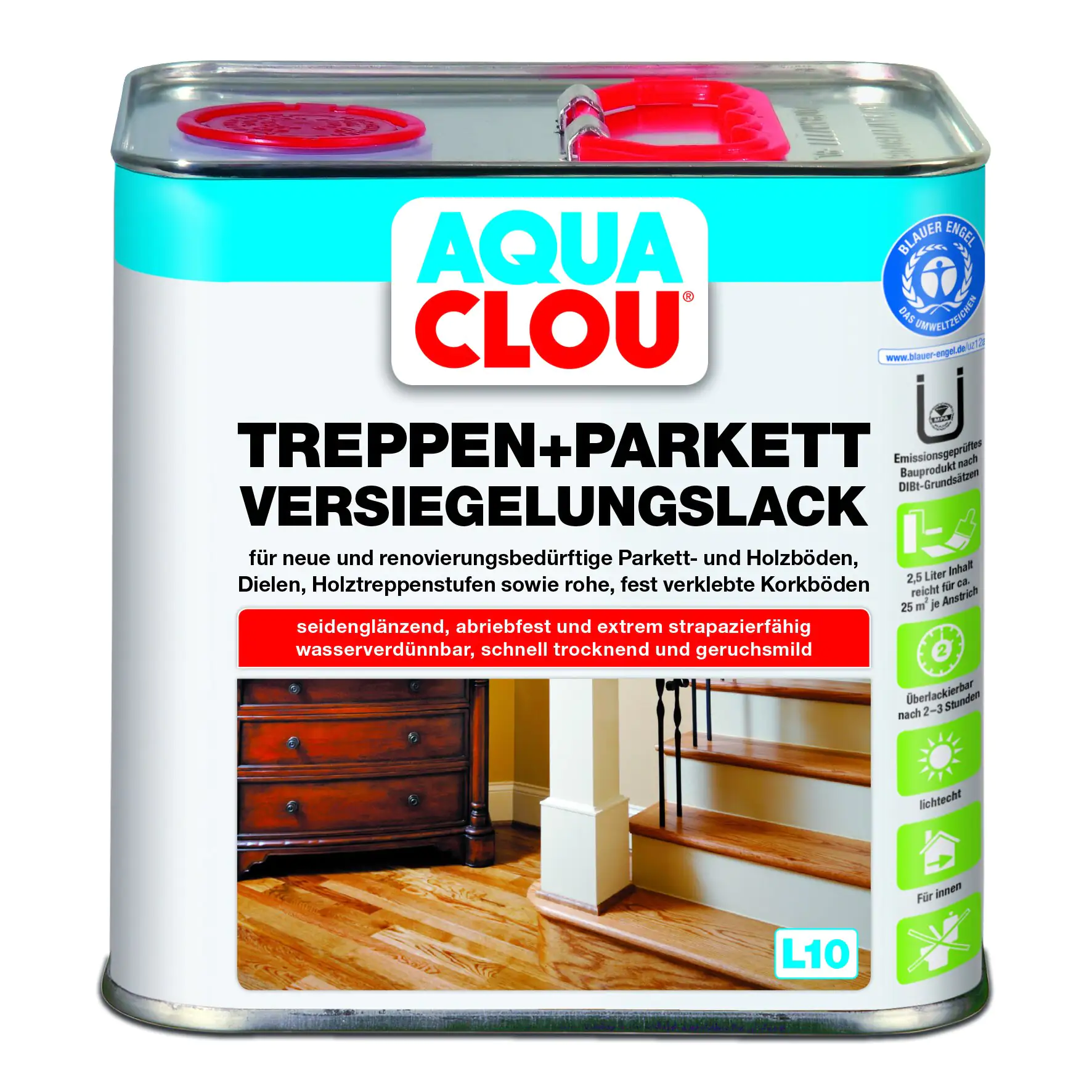 Aqua Clou Versiegelungslack 2,5 L für Treppen und Parkett