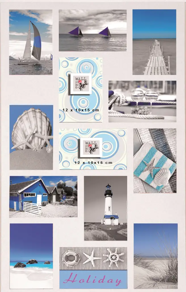 Bilderrahmen Multi Setzkasten 13 Fotos, weiß, 64 x 38 cm