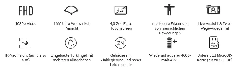 Ezviz Video-Türsprechanlage DP2 kabellos Ezviz Video-Türsprechanlage DP2 kabellos