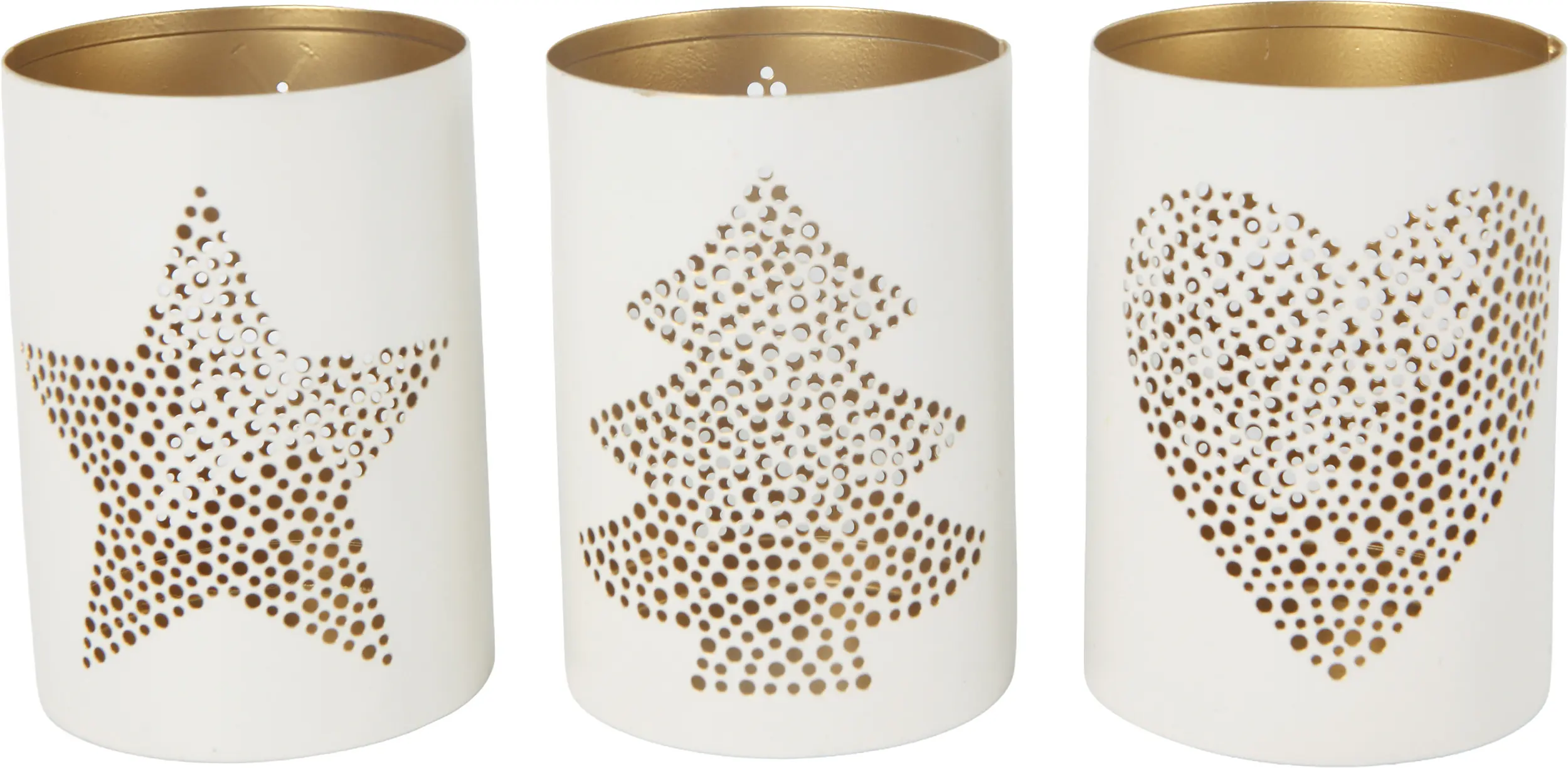 TrendLine Deko Windlicht Metall Ø 8 x 11,5 cm weiß/gold