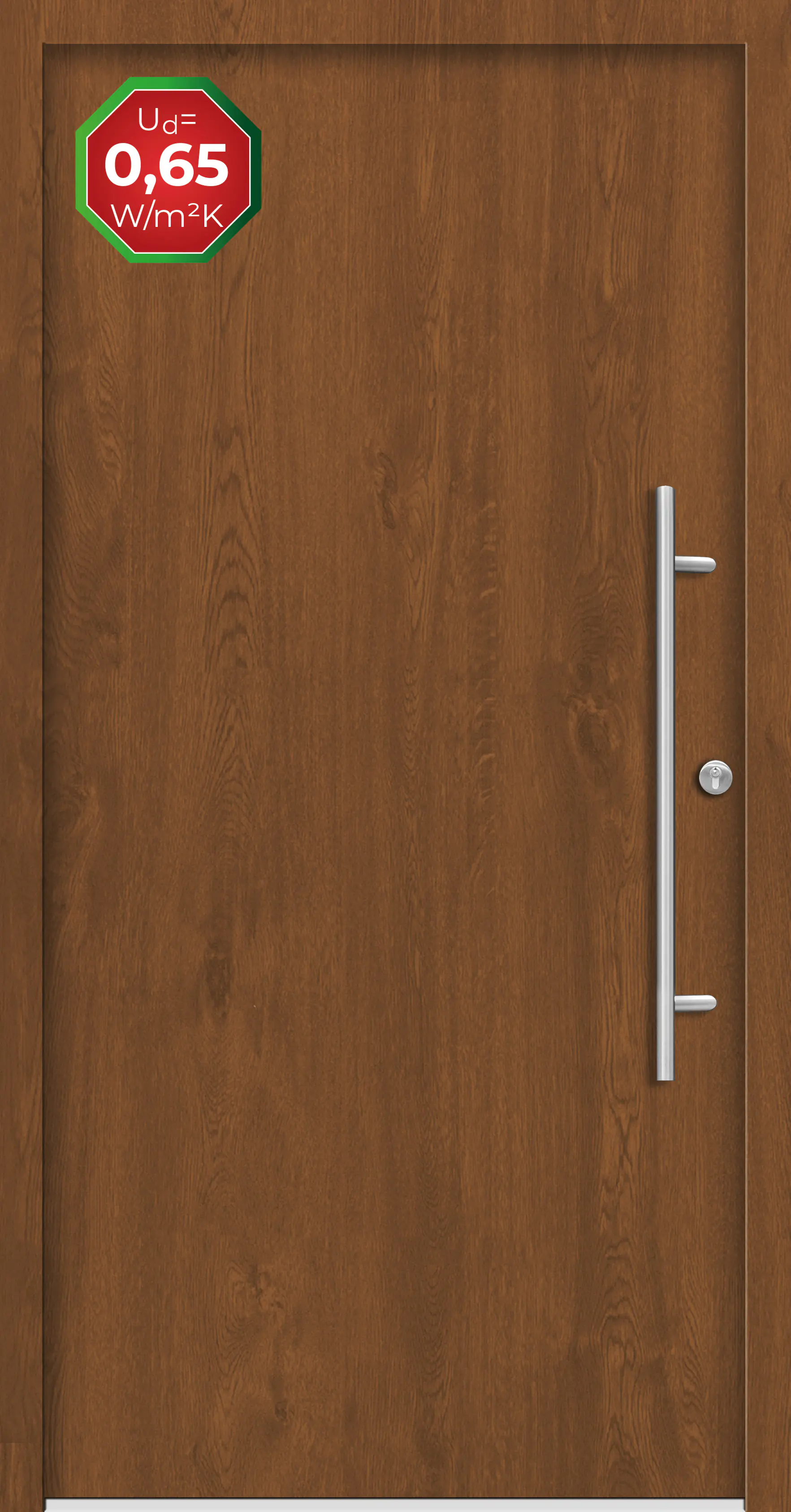 Splendoor Haustür Passivedoor Premium B05 Golden Oak DIN Rechts 100 x 210 cm