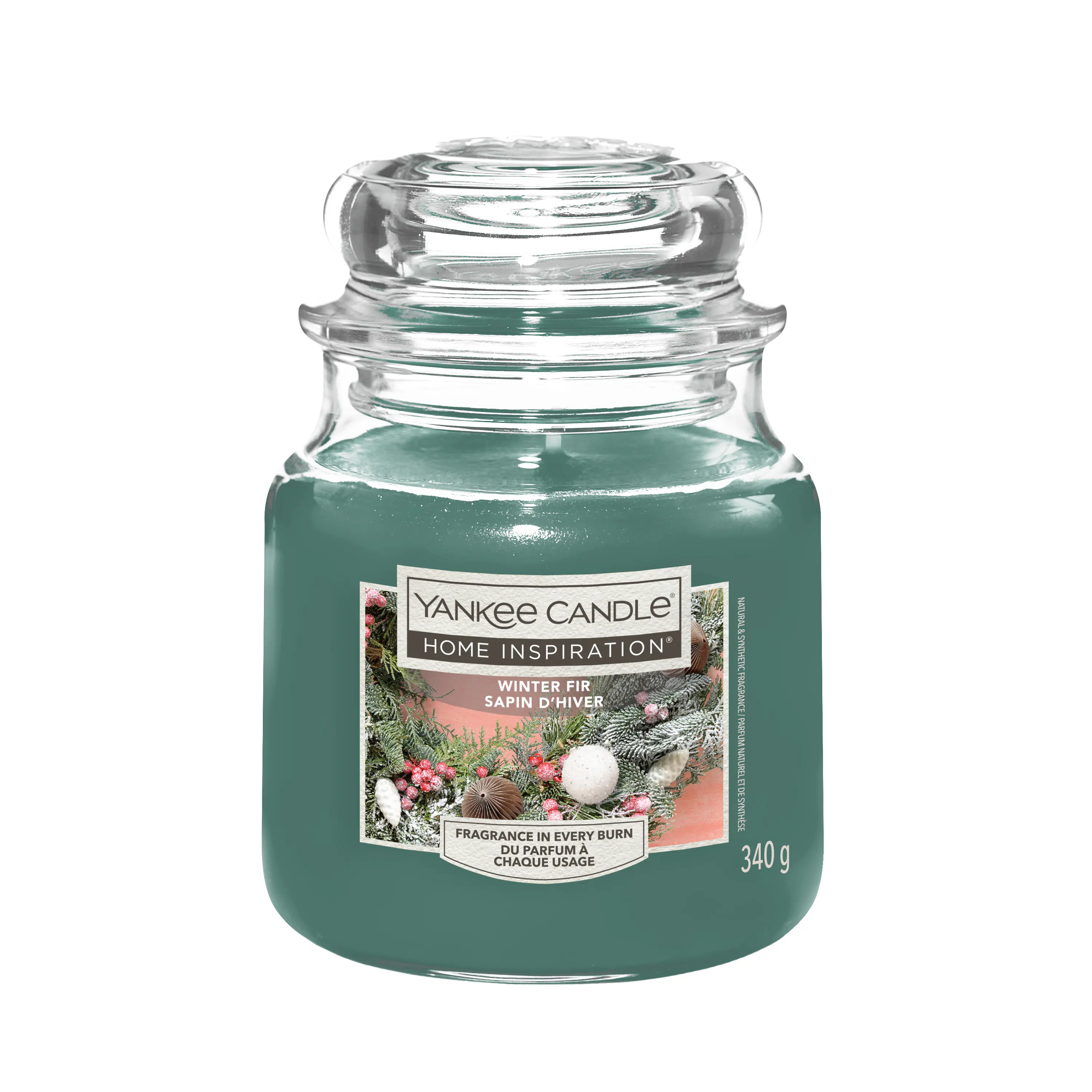 Yankee Candle Duftkerze Mittleres Glas Winter Fir 340 g, tannengrün