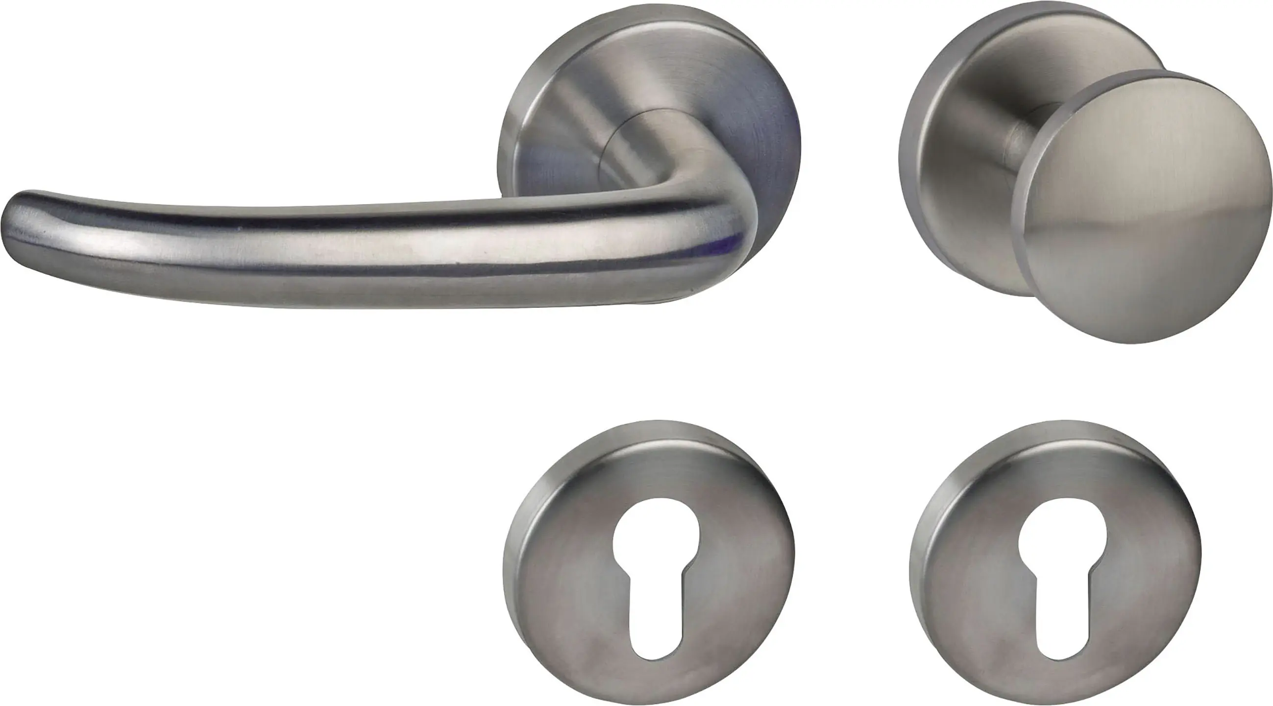 Südmetall Türgriff-Garnitur Rosette Barcelona PZ Edelstahl satiniert Drücker rechts silber Ø 55 mm