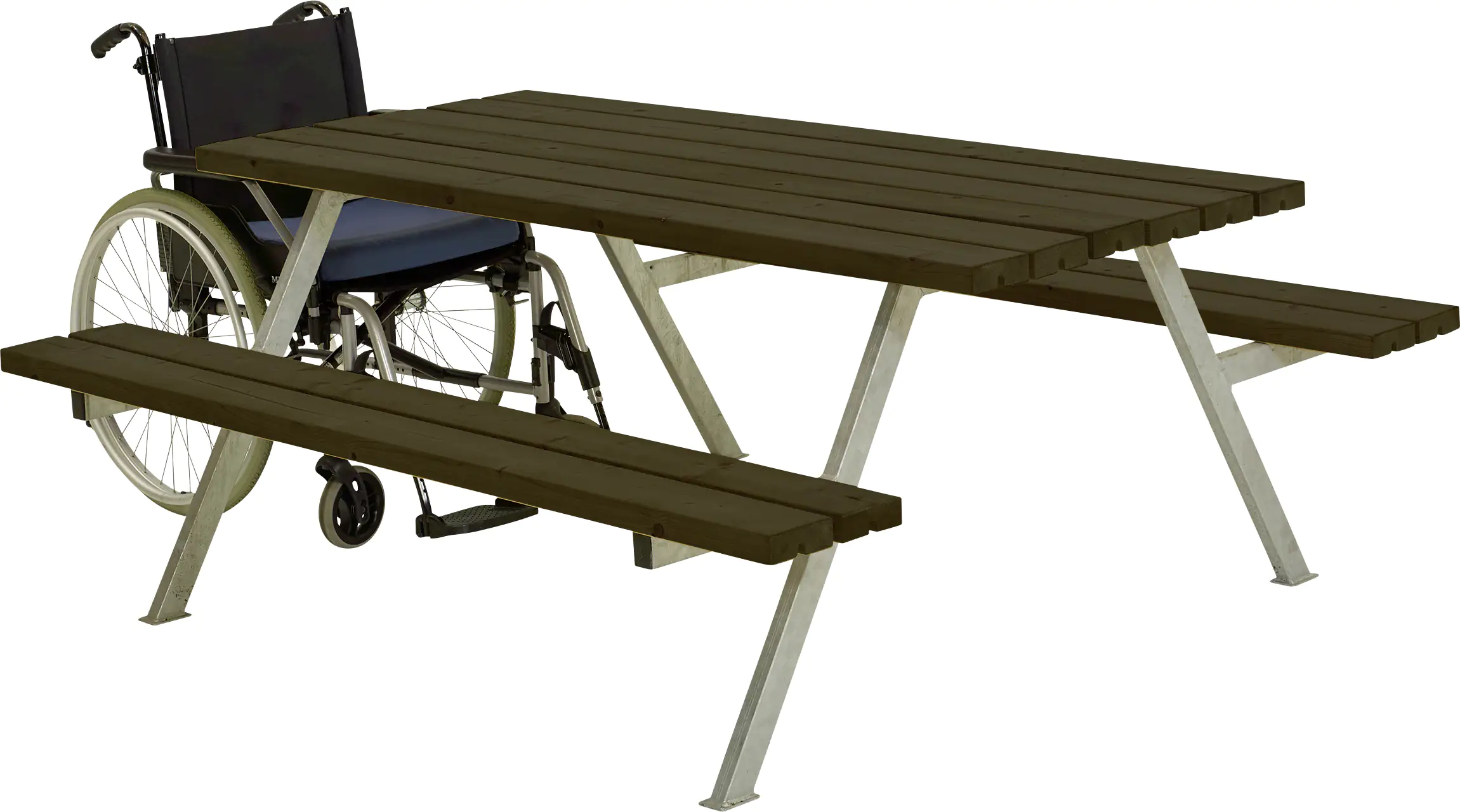 Plus Picknicktisch Alpha Stahl-Holz 177 x 185 x 73 cm schwarz