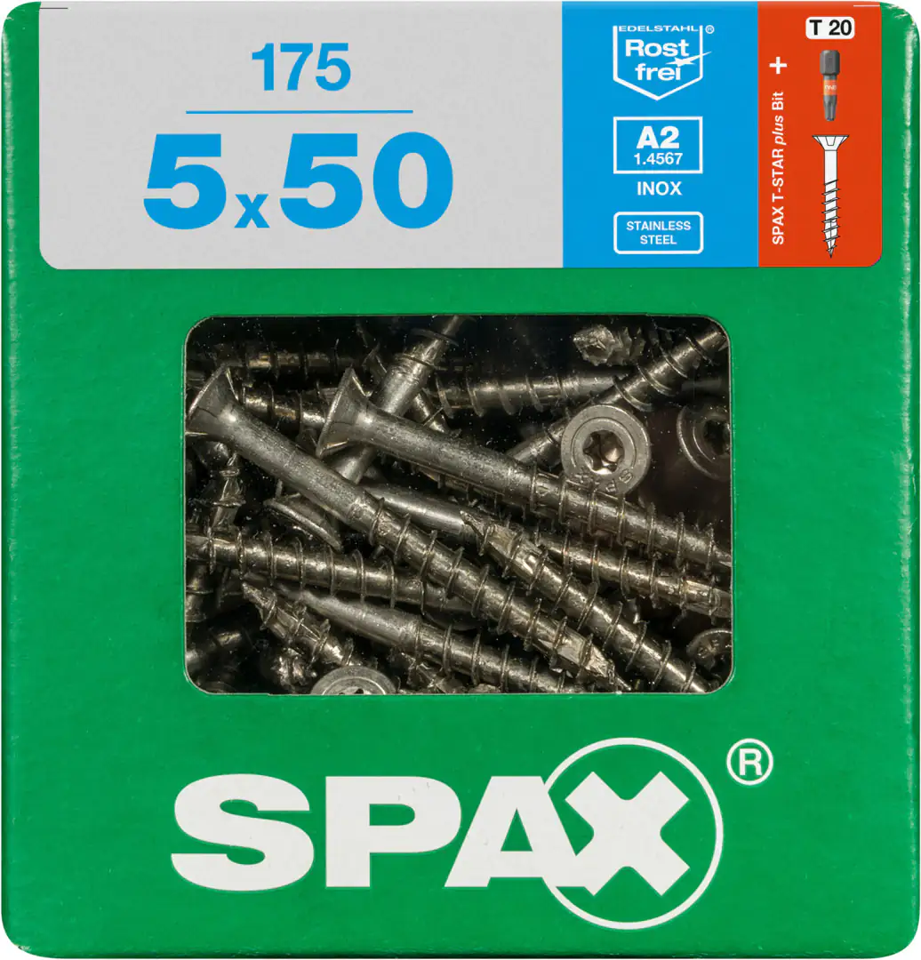 Spax Universalschrauben 5.0 x 50 mm TX 20 - 175 Stk. Spax Universalschrauben 5.0 x 50 mm TX 20 - 175 Stk.