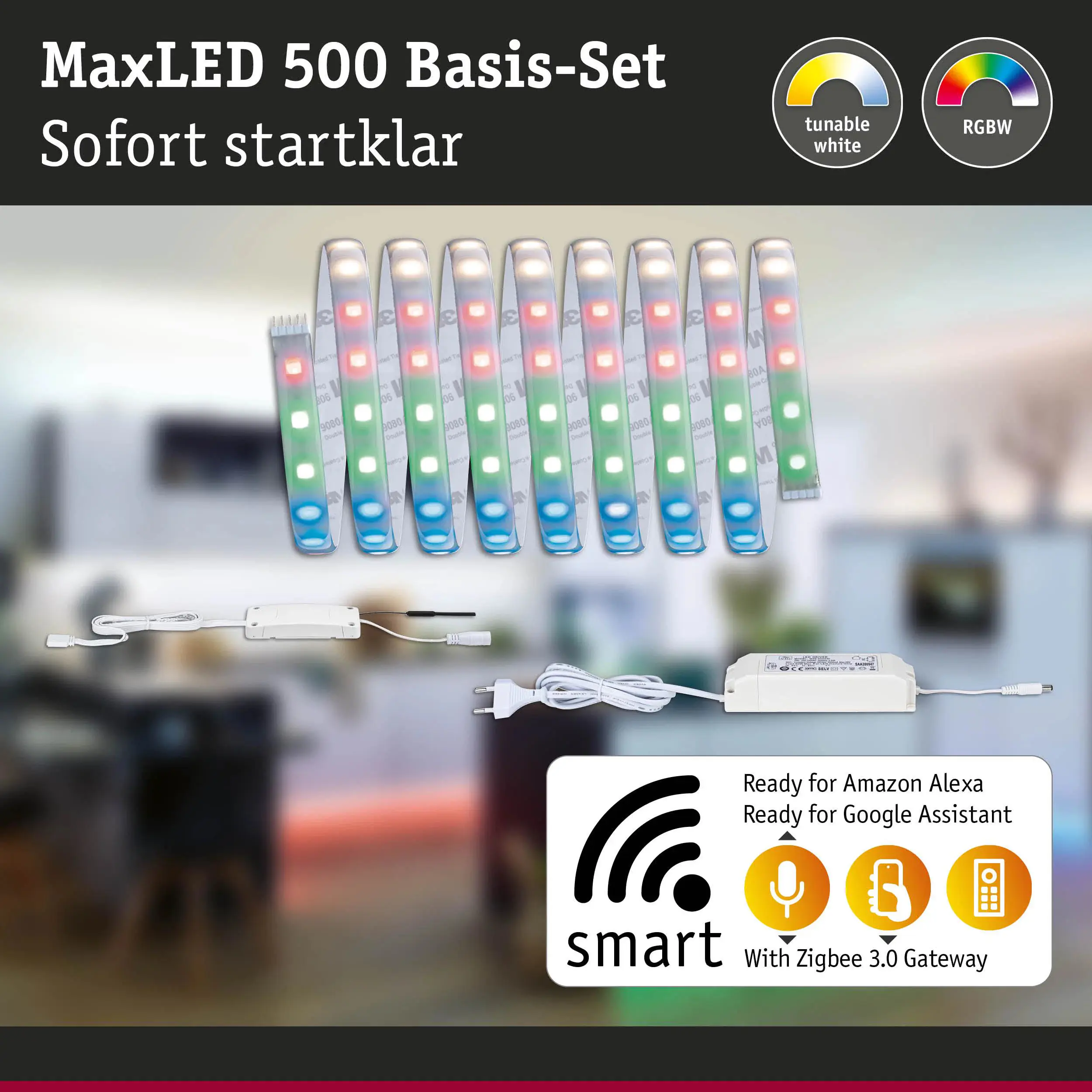 Paulmann LED-Streifen Set ZigBee MaxLED 3 m 27 W RGBW silber dimmbar