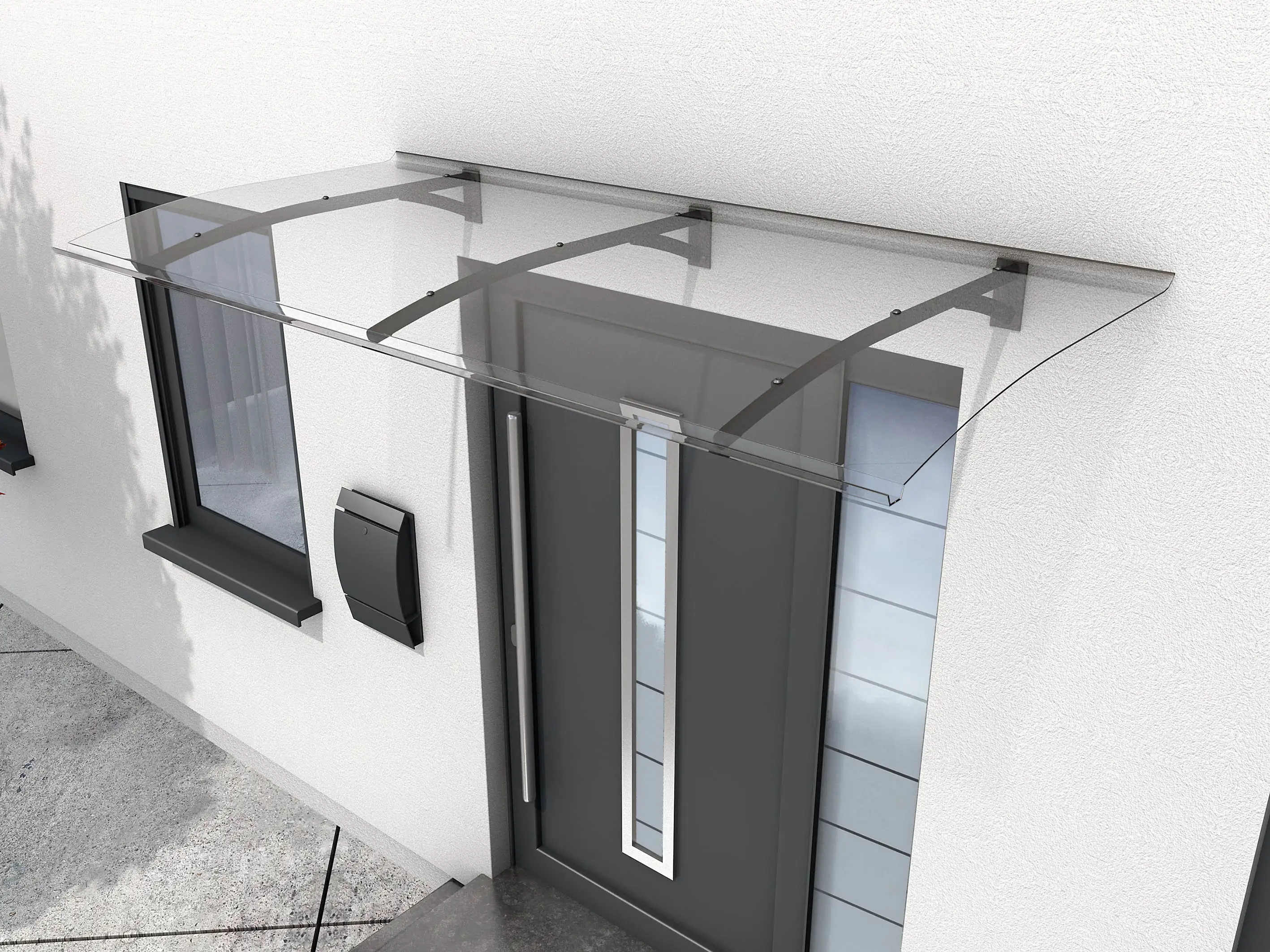 Gutta Vordach PT Secco 200 anthrazit, Polycarbonat klar