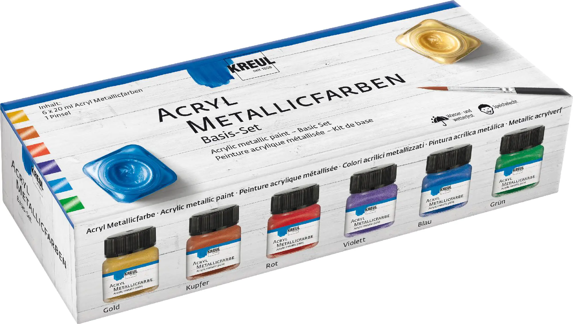 Kreul Acryl Metallicfarben Basis 6er Set je 20 ml