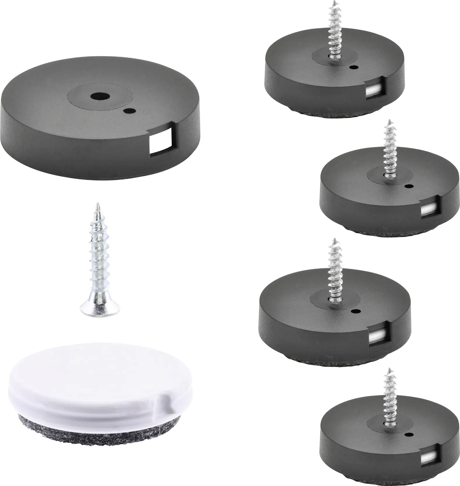 Wagner Möbelgleiter zum Anschrauben Ultrasoft grau schwarz Ø 20 mm - 4 Stück 