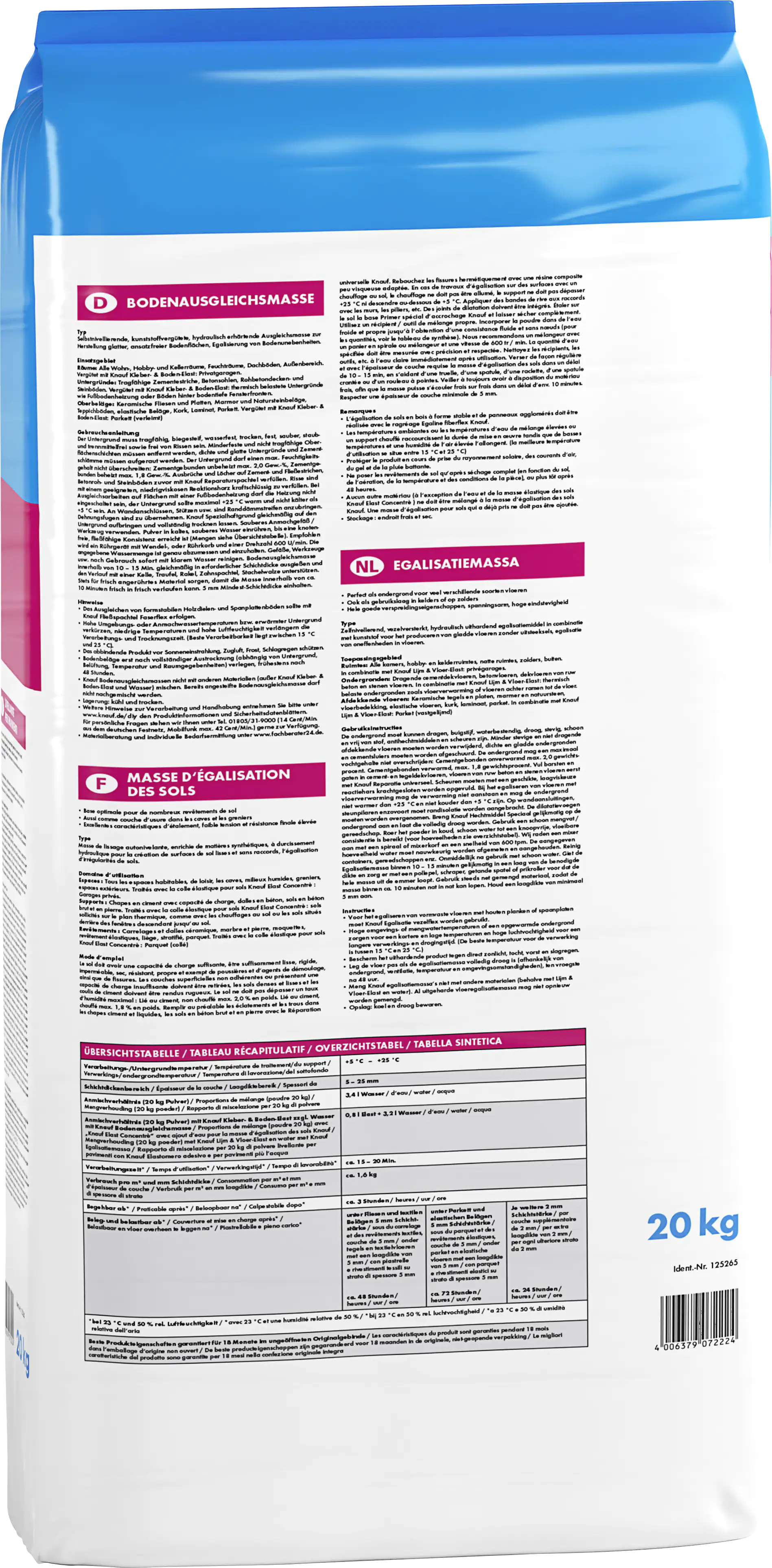 Knauf Bodenausgleichsmasse grau, 20 kg, für Innen und Außen Knauf Bodenausgleichsmasse grau, 20 kg, für Innen und Außen