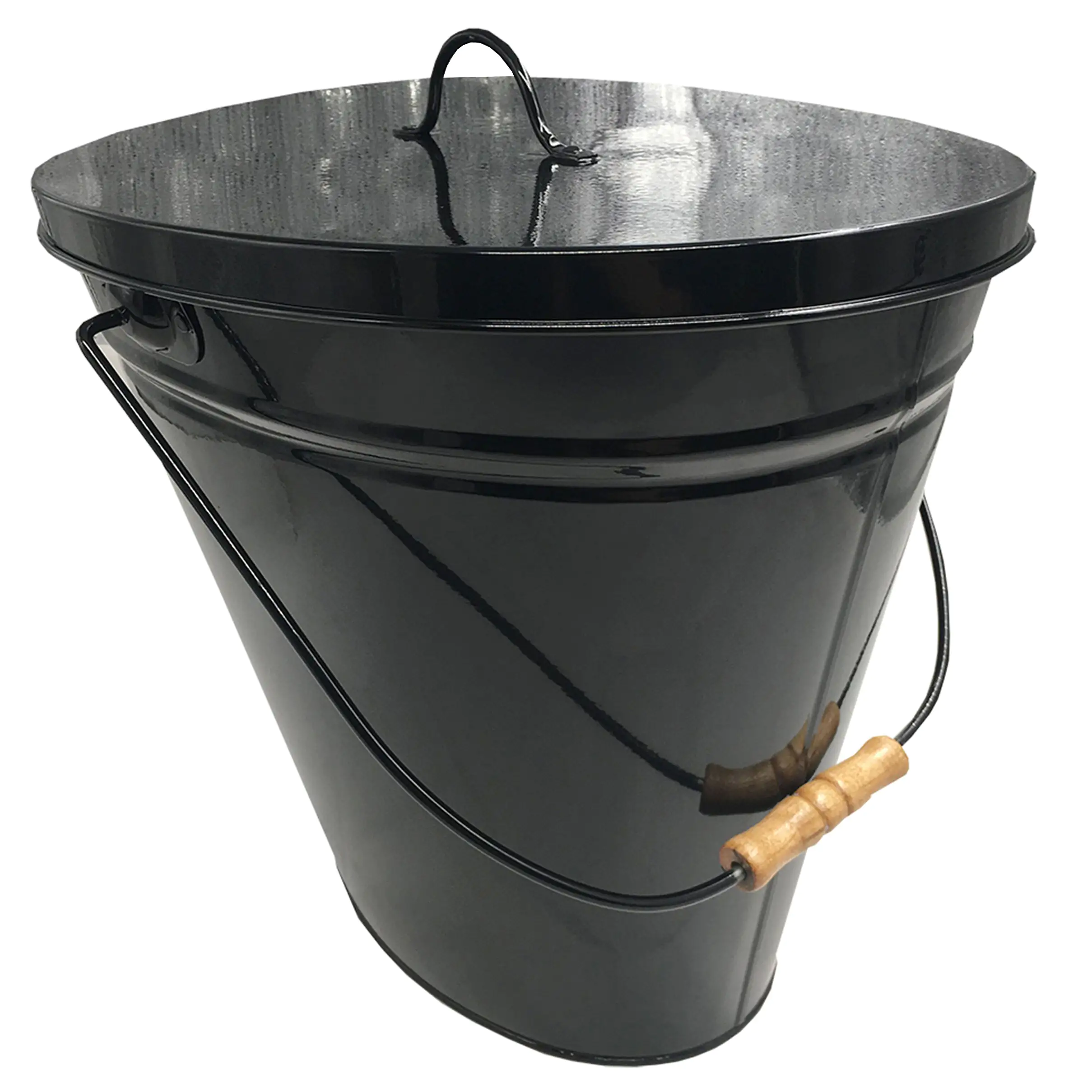 Ascheeimer oval, mit Deckel  schwarz, BxTxH = 38x26x35 cm