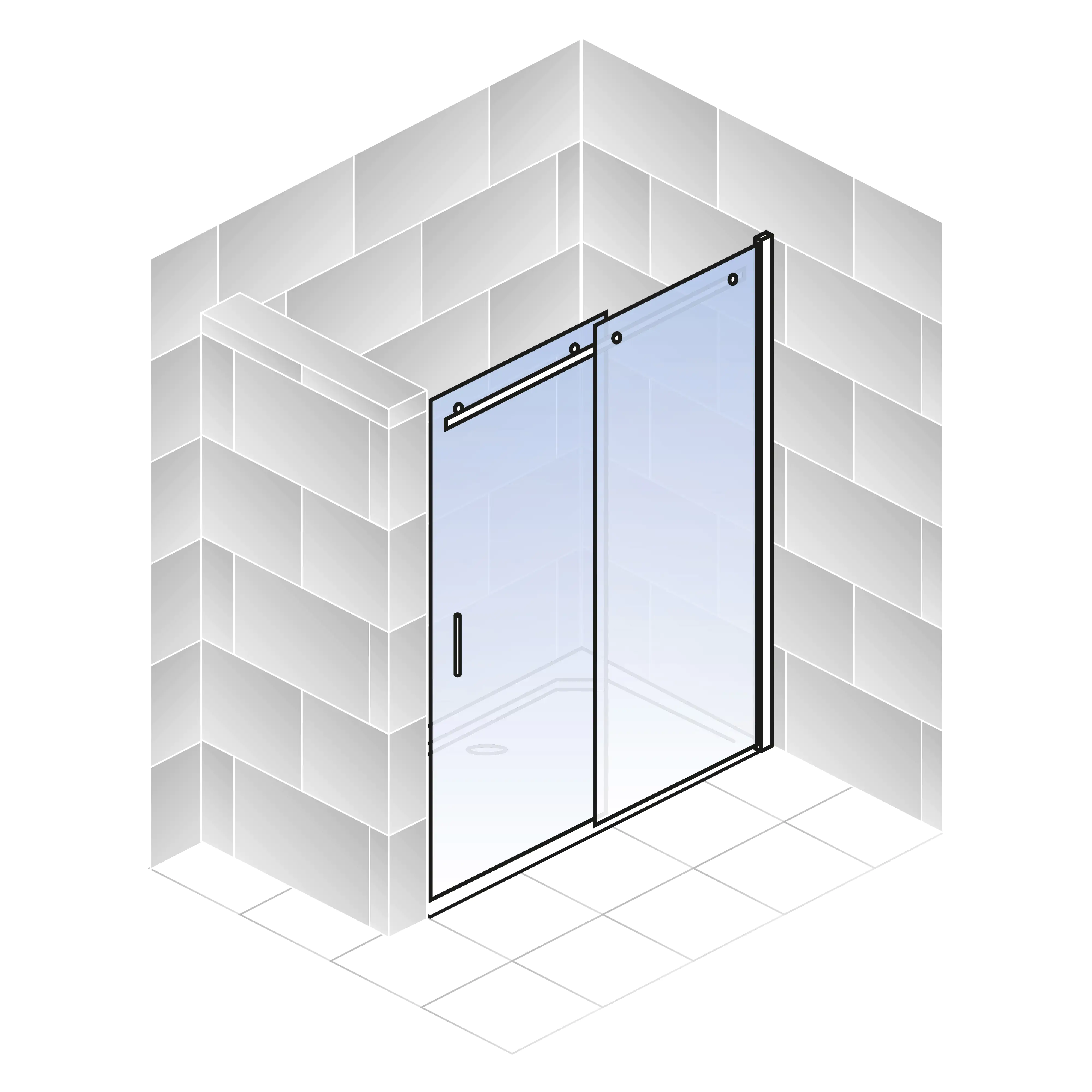 Schulte Schiebetür in Nische Alexa Style 2.0 120 x 200 cm mattschwarz
