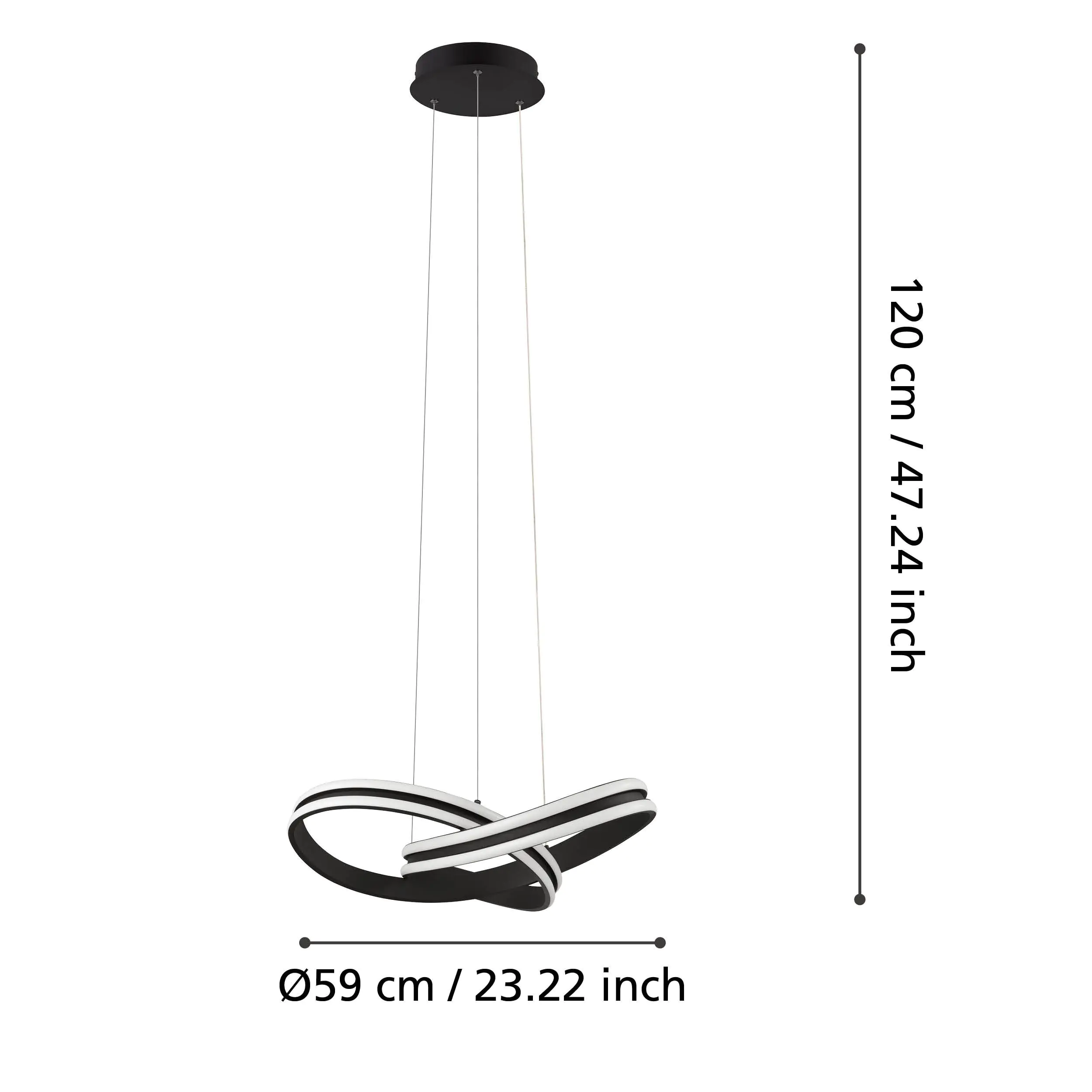 Eglo LED Pendelleuchte Corredera schwarz 50 x 210 cm warmweiß Eglo LED Pendelleuchte Corredera schwarz 50 x 210 cm warmweiß
