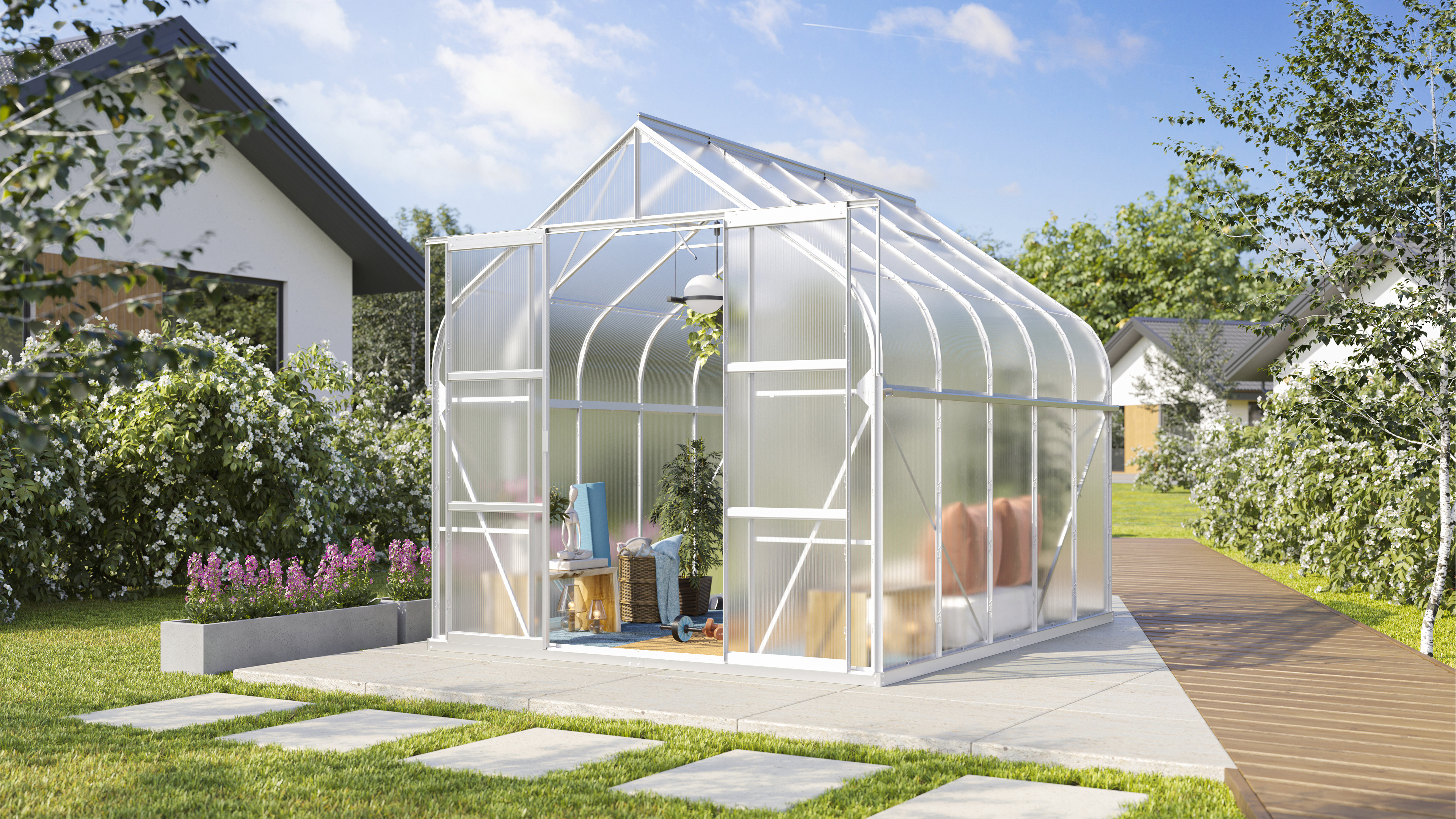 Vitavia Gewächshaus-Set Dione 8300 HKP 4 mm alu 254 x 316 cm 