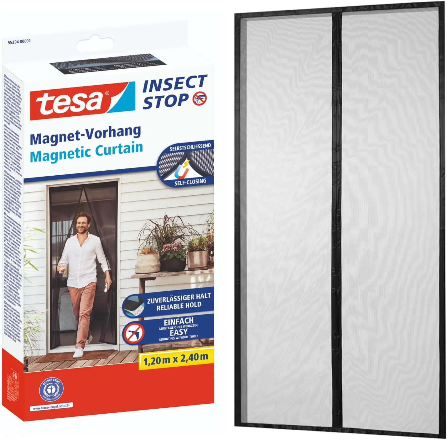 Tesa Magnetvorhang Selbstschließender 120 x 240 cm Anthrazit Tesa Magnetvorhang Selbstschließender 120 x 240 cm Anthrazit