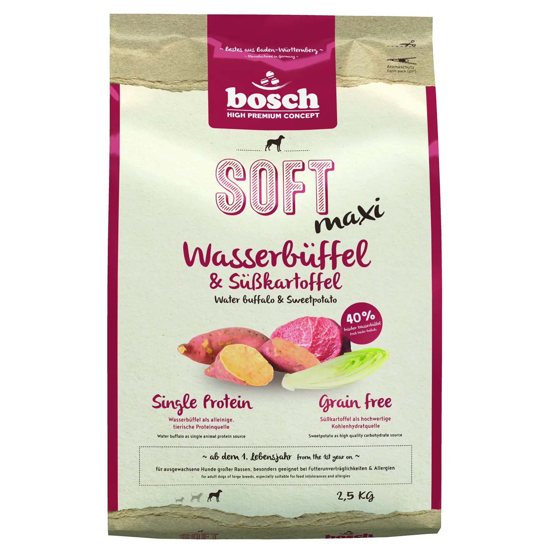 Bosch Hundetrockenfutter Adult Maxi 2,5 kg Wasserbüffel & Süßkartoffel 