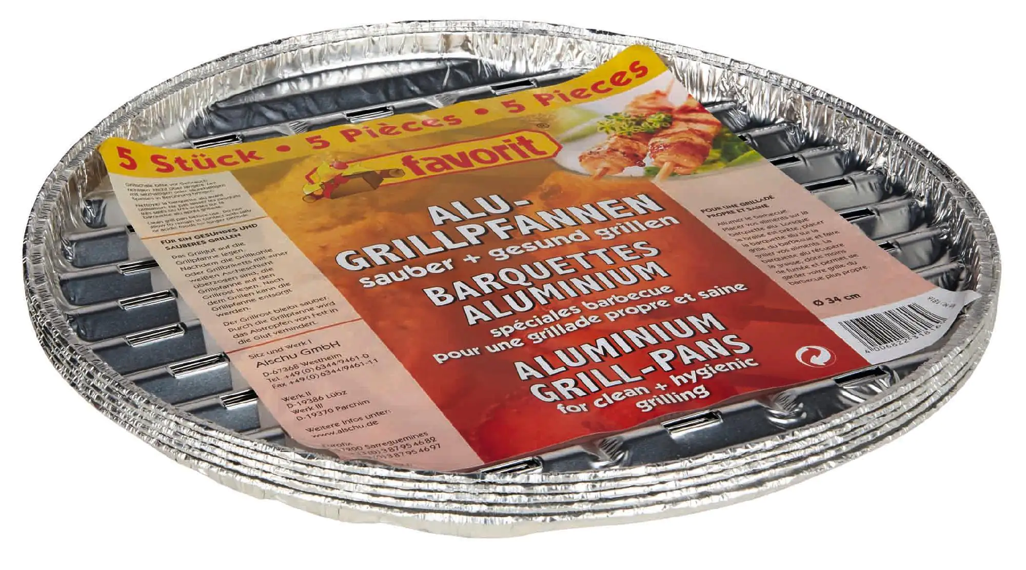 Favorit Alu-Grillpfanne rund 5 Stück