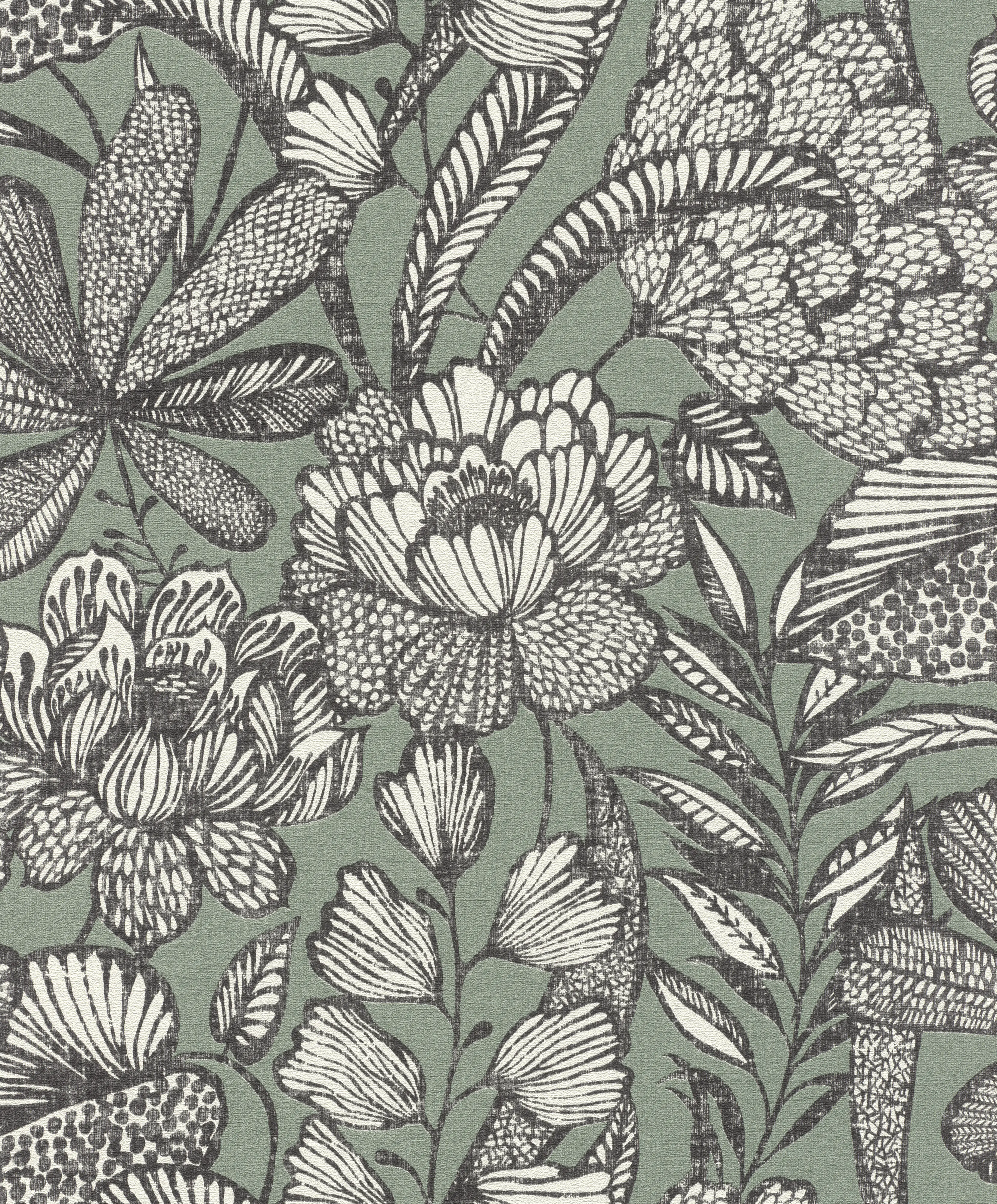 Rasch Vliestapete 555356 Grün-Grüngrau Muster & Motive 10,05 m x 0,53 m