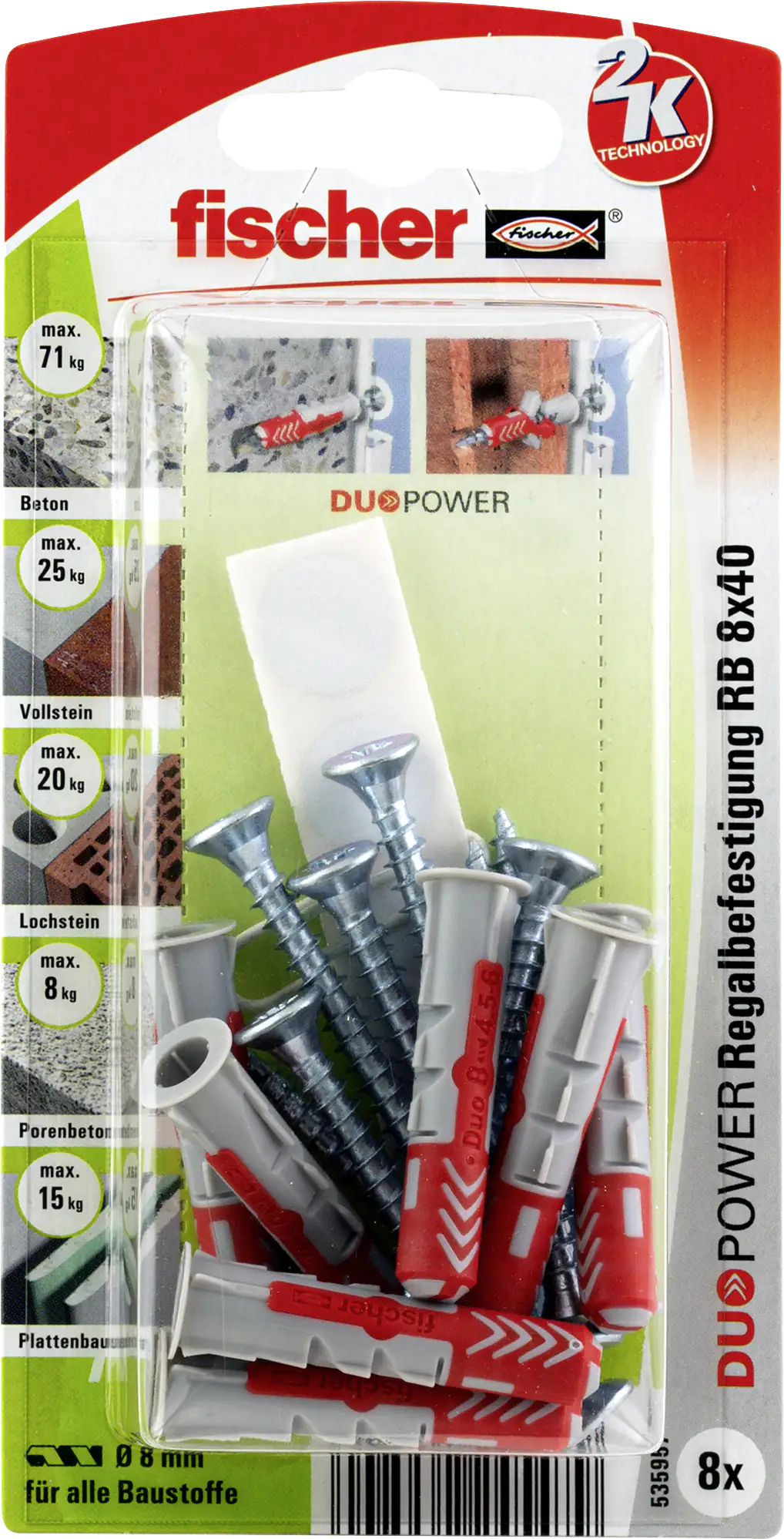 Fischer Dübel-Set Duopower 8.0 x 40 mm - 8 Stück Fischer Dübel-Set Duopower 8.0 x 40 mm - 8 Stück