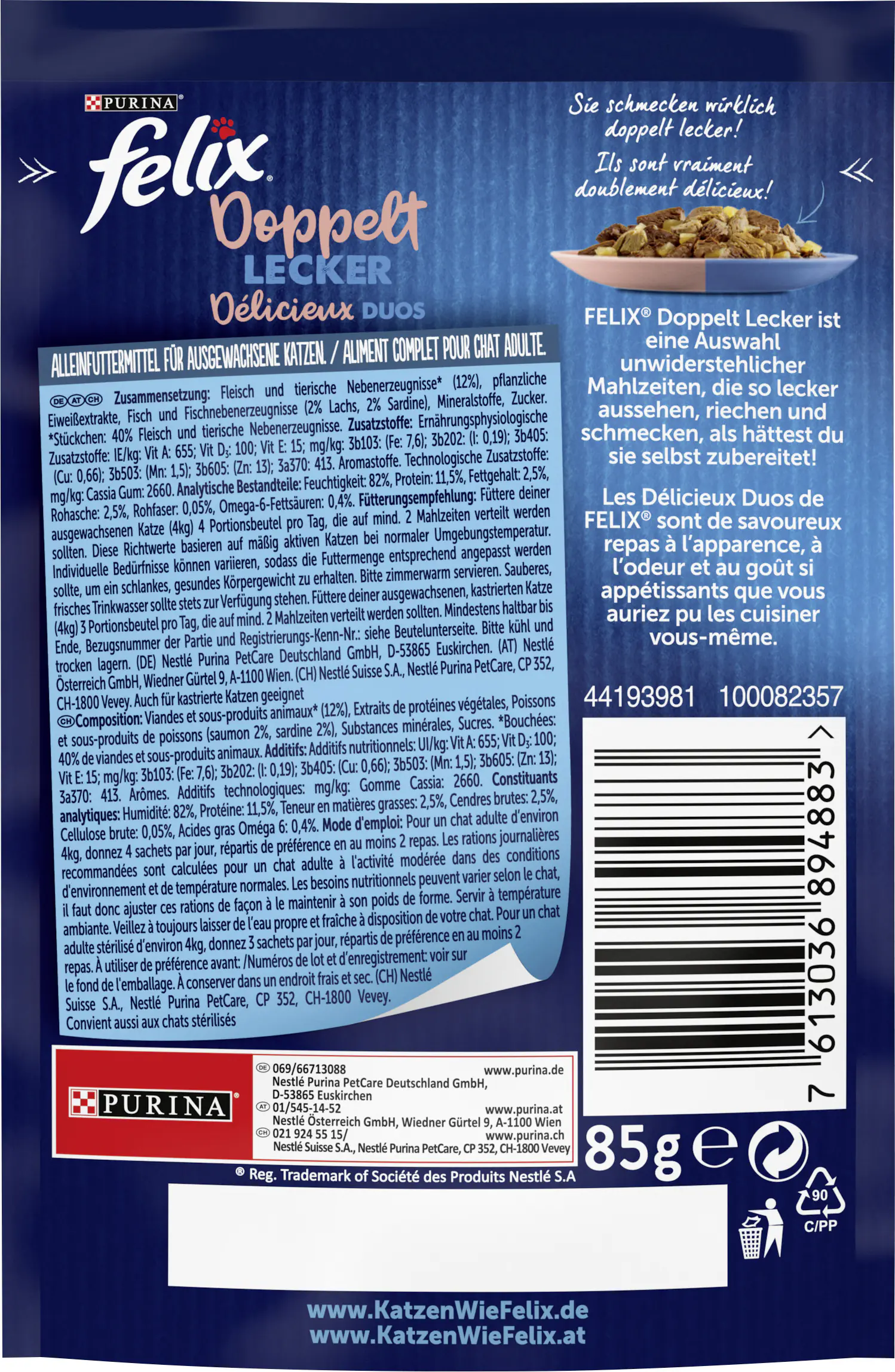 Felix So gut wie es aussieht Doppelt Lecker Sardine & Lachs 85 g