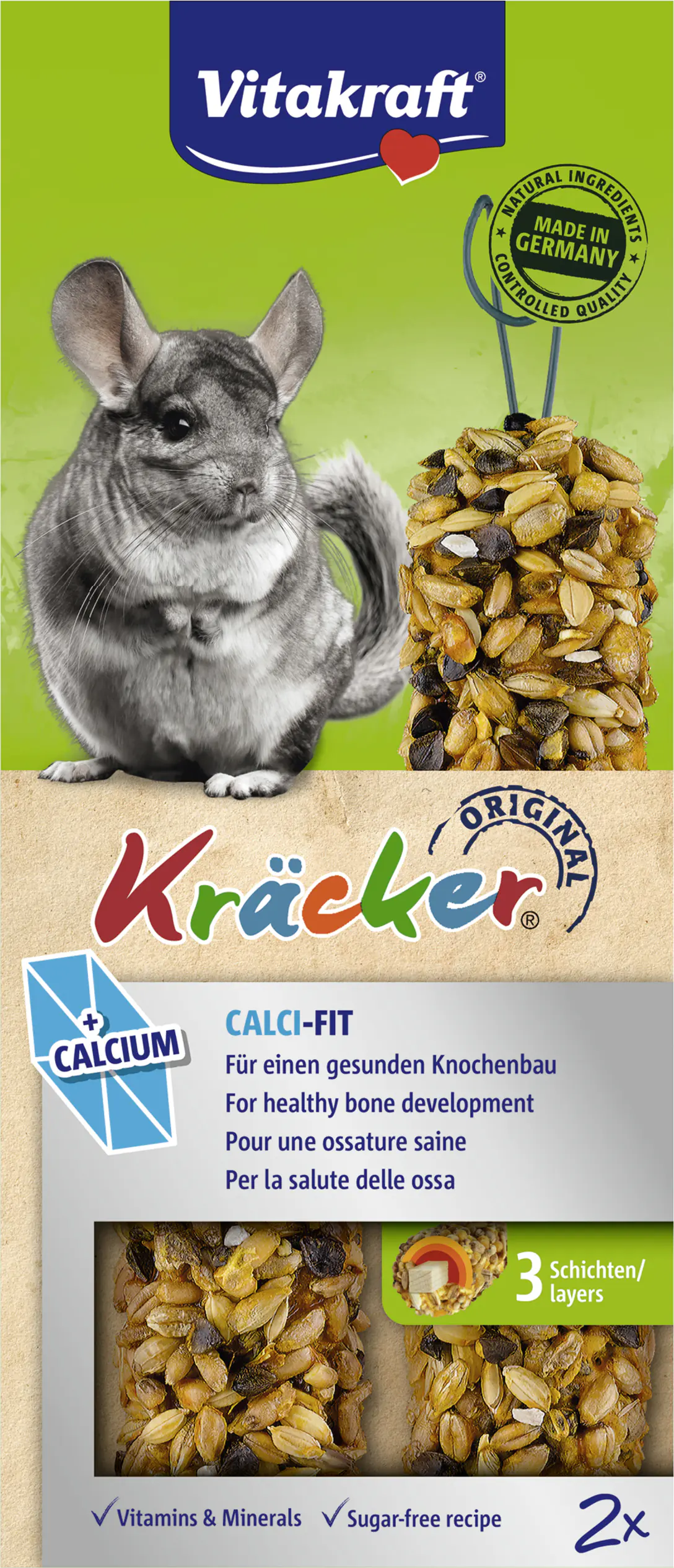 Vitakraft Nagerfutter Snack Kräcker Calci Fit 112 g 2 Stück